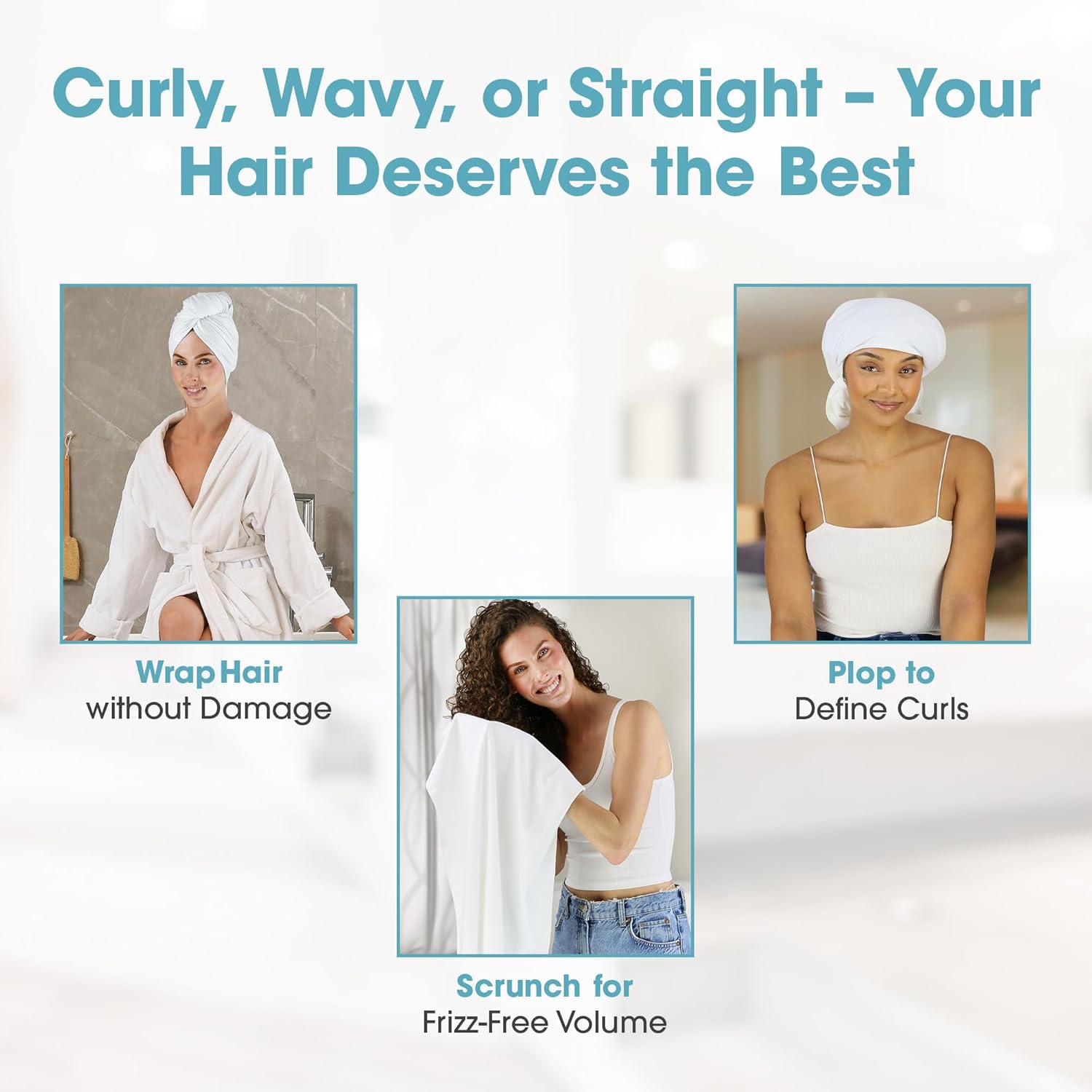 Hair Repear Ultimate Hair Towel - anti Frizz Absorbent Premium Cotton Product to Enhance Your Healthy Natural Hair Perfect for Plopping Wrapping Scrunching Curly Wavy or Straight Hair - Large 29X45In image number 4