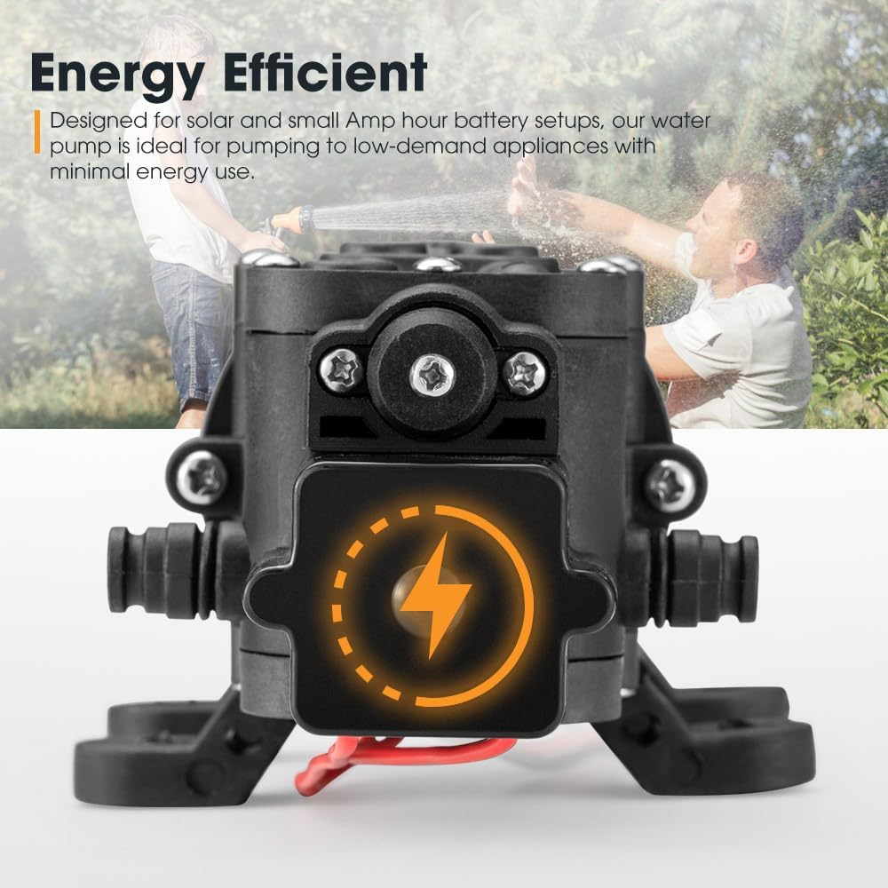 San Hima 12V Water Pump, 65PSI 6L/Min High Pressure DC Fresh Water Pump Self Priming for Caravan RV Garden Camping Boat image number 1