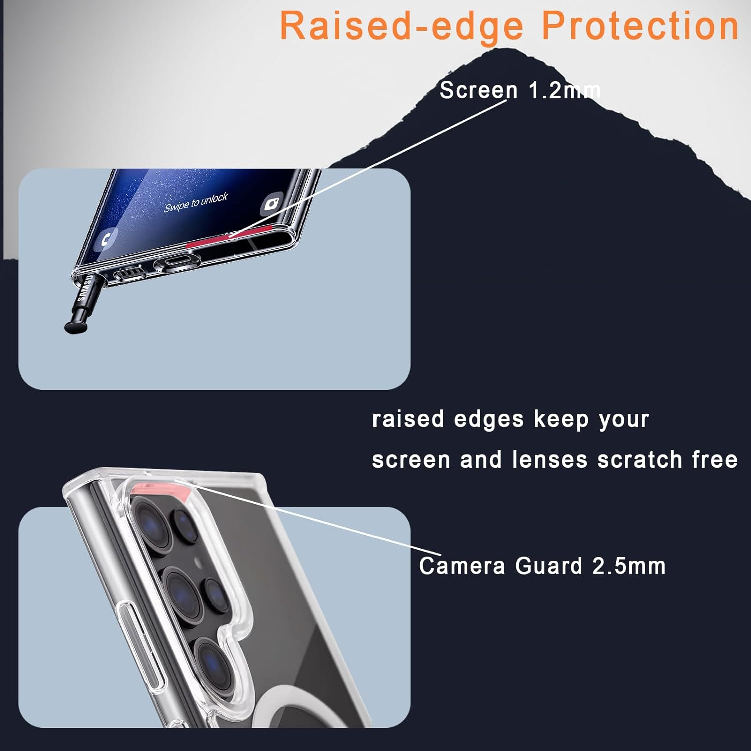 5In1 Magnetic Clear Case for Samsung Galaxy S23 Ultra, Compatible with Magsafe, Shockproof Protective Clear Hard TPU Phone Cover, 2 Pcs Camera Lens Protector & 2 Pcs Soft Screen Protector Transparent image number 3
