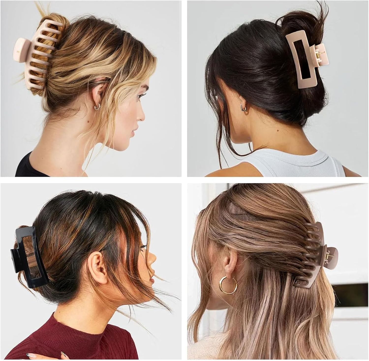 Muorruo 6 Piece Medium Silicone Cloud-Shape Hair Claws, Soft and Flexible Rectangular Hair Claws, Break-Resistant with Non-Slip Strong Grip, Hair Clips for Fine and Curly Hair image number 3