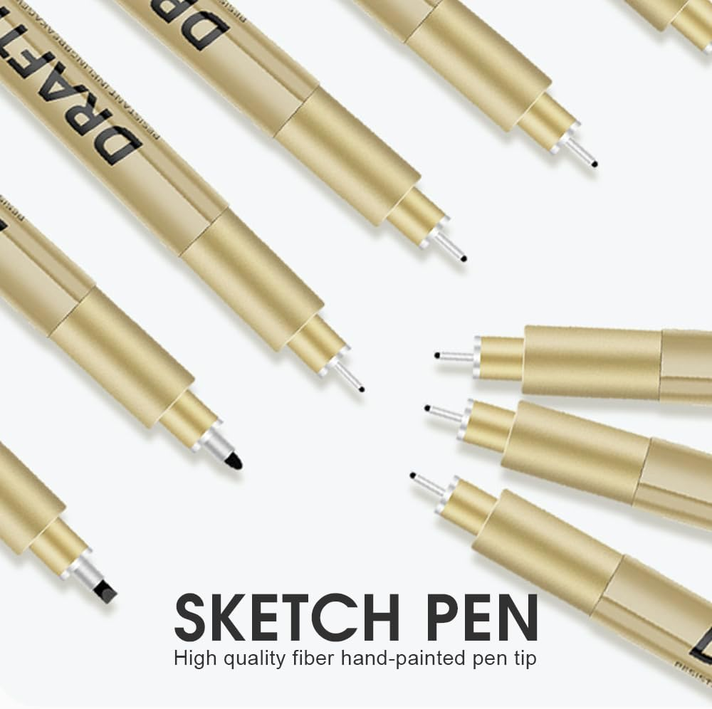 Chamgeco Professional Micro Fineliner Pens Set of 12, Precision Black Micro Drawing Pens with Waterproof Archival Ink, Artist Supplies for Sketching, Manga, Anime, Technical Drawing, Watercolor Art image number 5