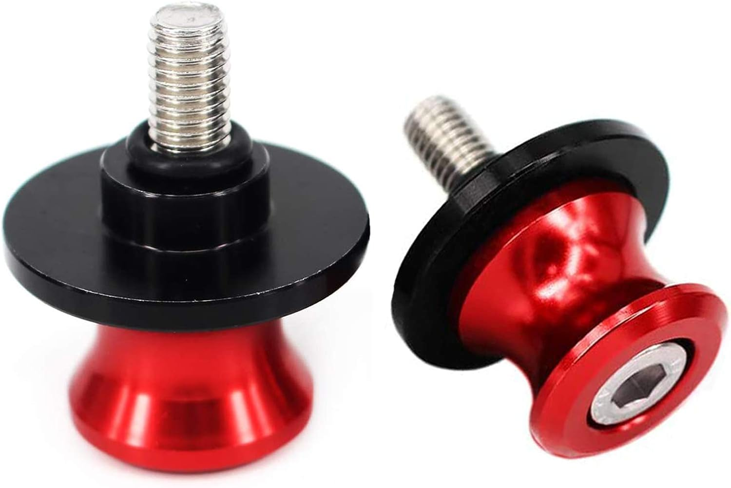 2Pcs M8 Swingarm Spools, Motorcycle Swing Arm Spools Swingarm Sliders Motorbike Swing Arm Stand Screw M8 CNC Aluminum Swing Arm Sliders Protector 8MM Fit for Suzuki, Motorcycle Accessories Red image number 3