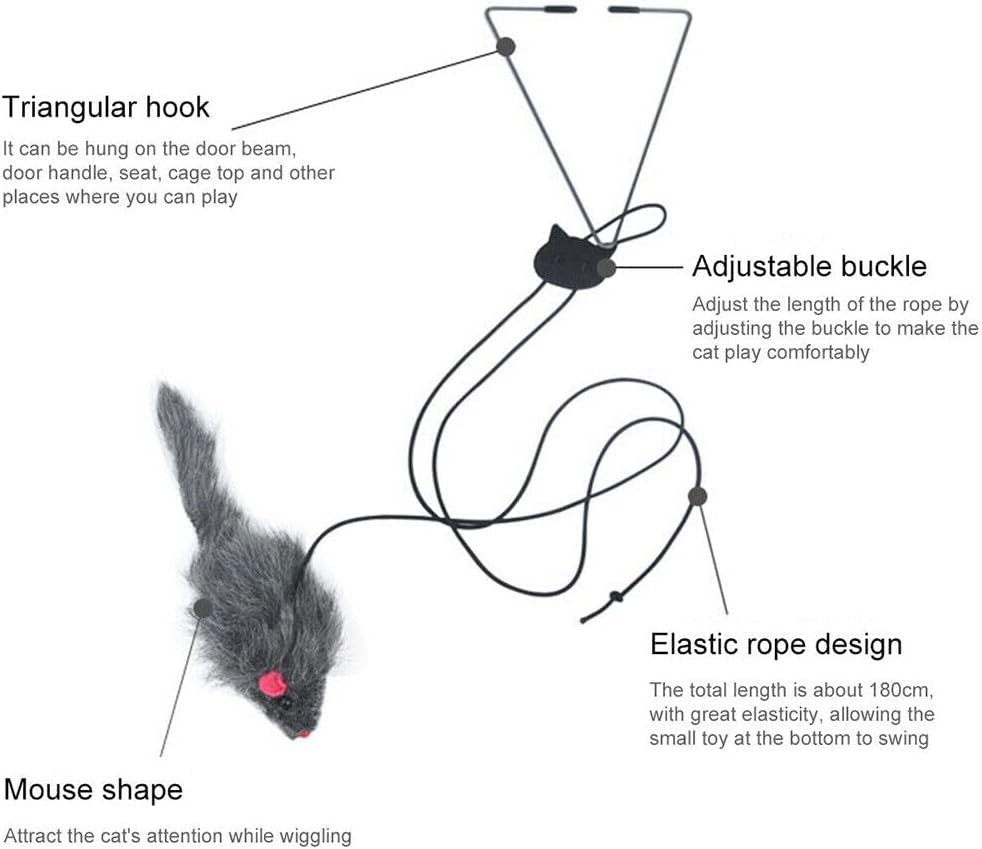 Cat Toy Self-Hey Hanging Door Retractable Cat Scratch Stick Mouse Rope Cat image number 1