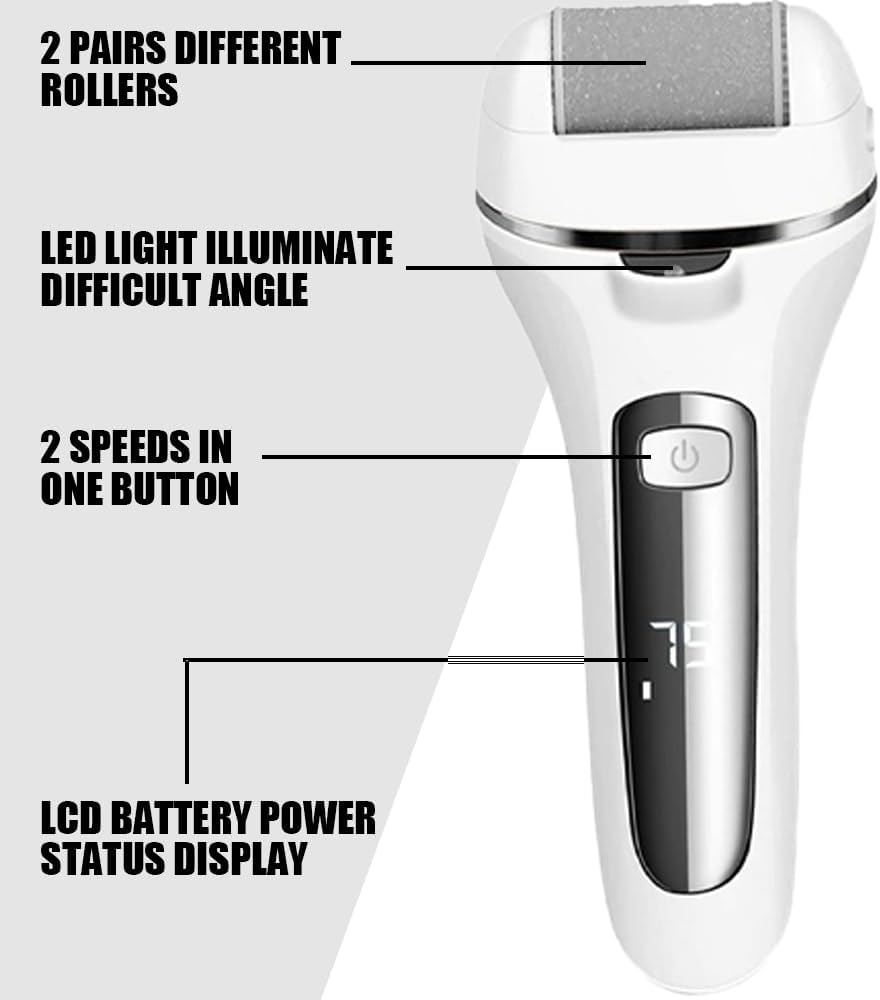 MTSDM Electric Foot File, Portable Callus Removers Foot Pedicure Tools with 2 Roller Heads, Professional Pedicure Dead Feet Remover Kit, Perfect for Dead, Hard Cracked Dry Skin Polishing image number 3