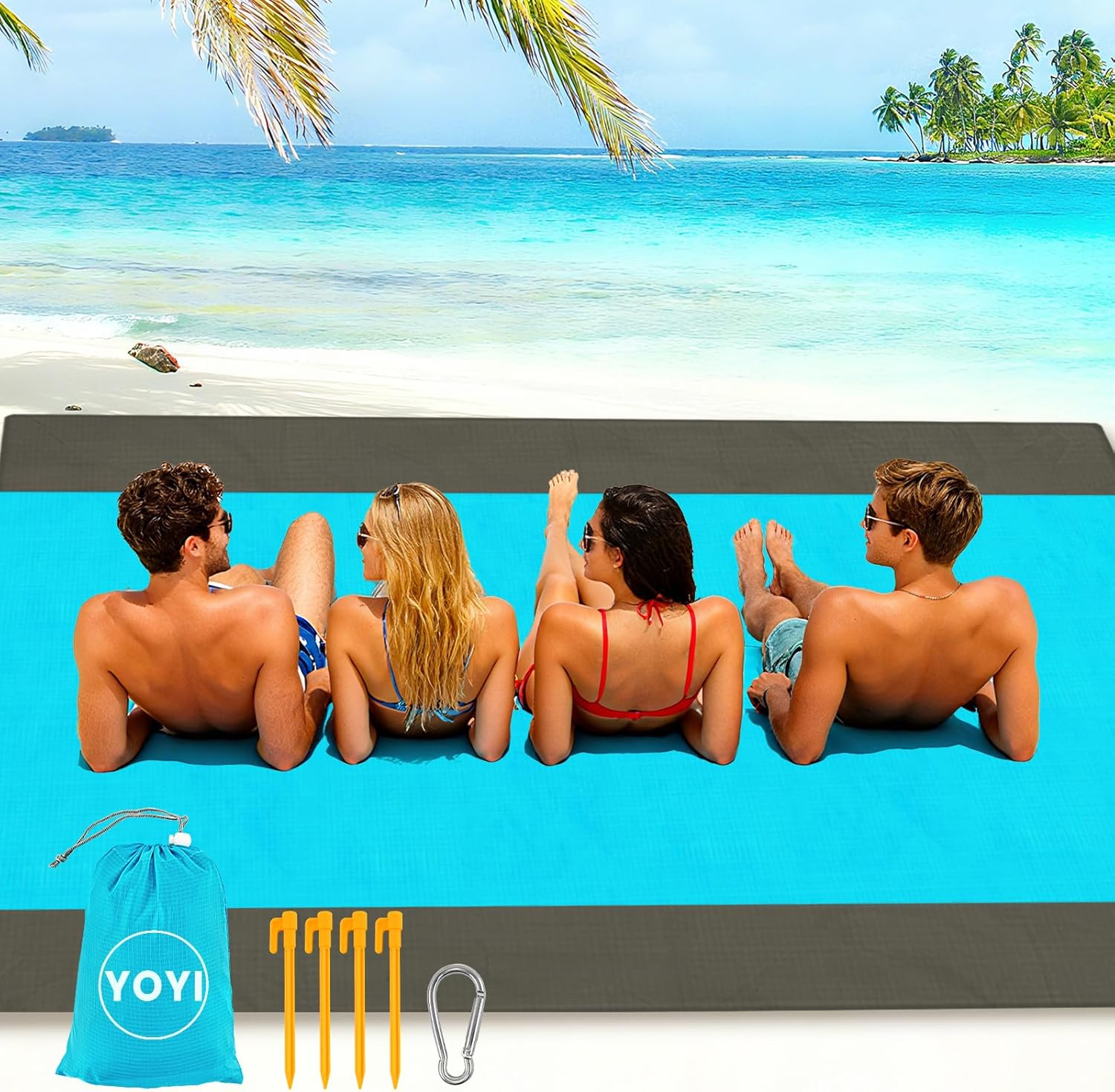YOYI YOYI Sandproof Beach Mat, Waterproof Picnic Blanket, Lightweight Portable Beach Mat for 1-2 Adults, Quick Drying Travel Rug For&ndash;For Beach, Picnic, Outdoor Adventures & Hiking(175X140Cm)