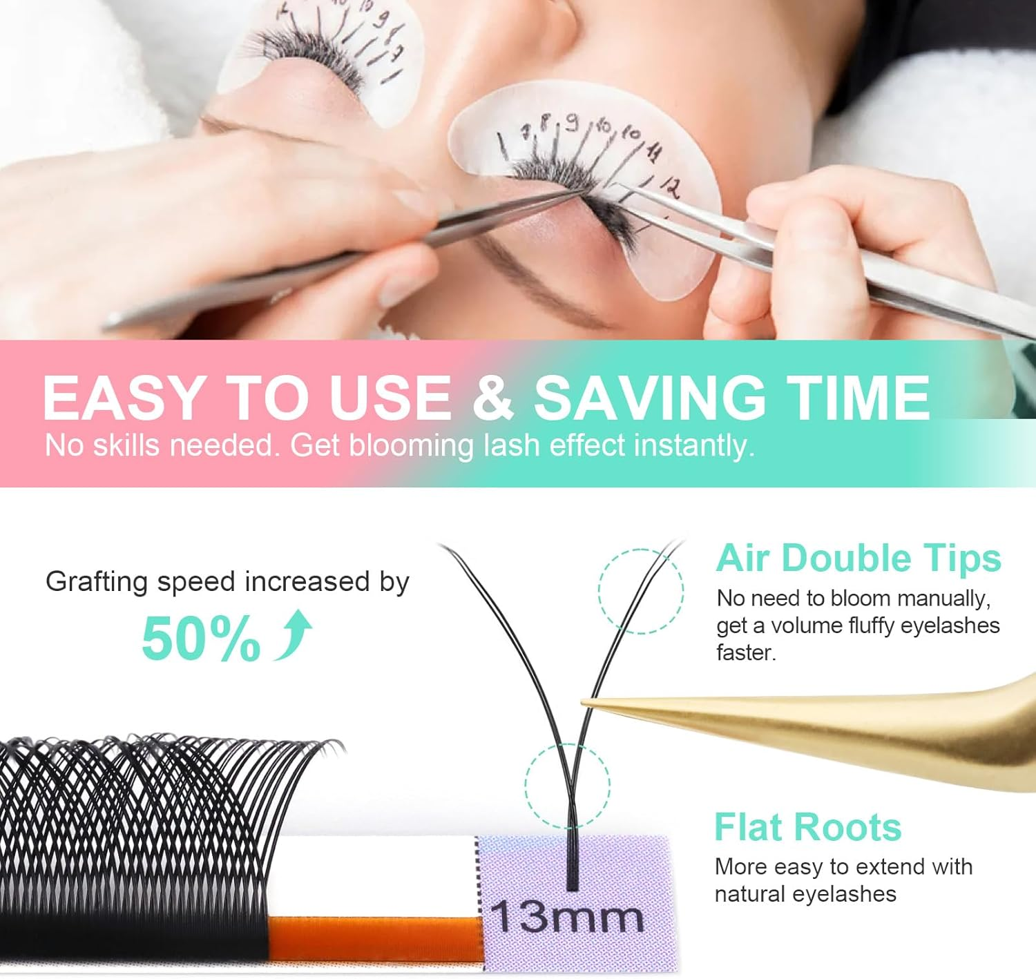 NAGARAKU YY Eyelash Extensions Supplies Y Lash Premade 4D Easy Fan Russian Volume Cluster Faux Mink Matte 12 Rows Pre Fanned Wispies Crisscross Eye Lashes(0.07Mm C Curl 10Mm) image number 3