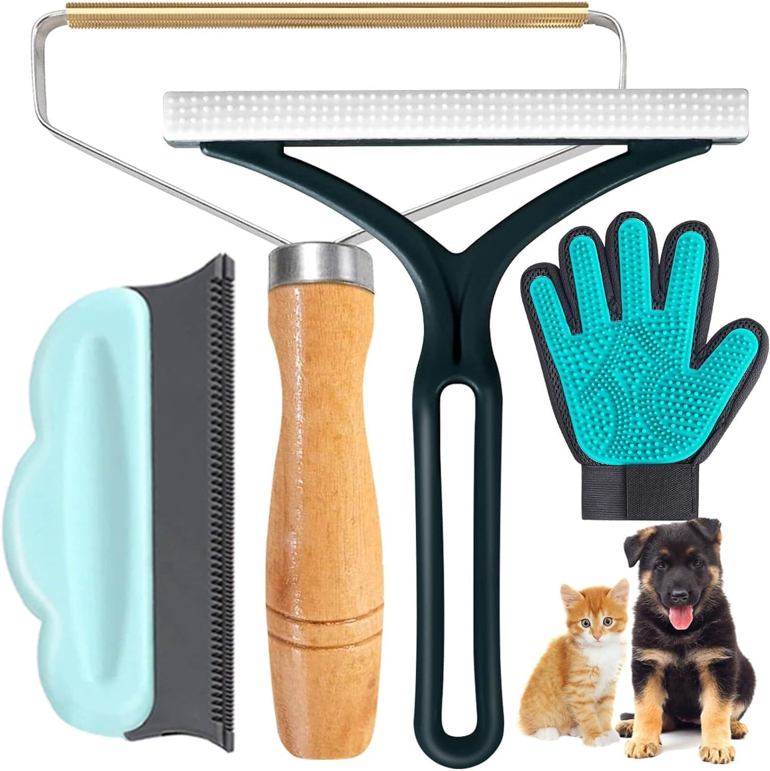 4In1 Pet Hair Remover Set,Pet Hair Removal Tool, Reusable Lint Remover Shaver Non-Damaging Fabric Carpet Scraper Pet Grooming Gloves for Carpets, Car Mat, Rugs,Couch,Pet Towers image number 6