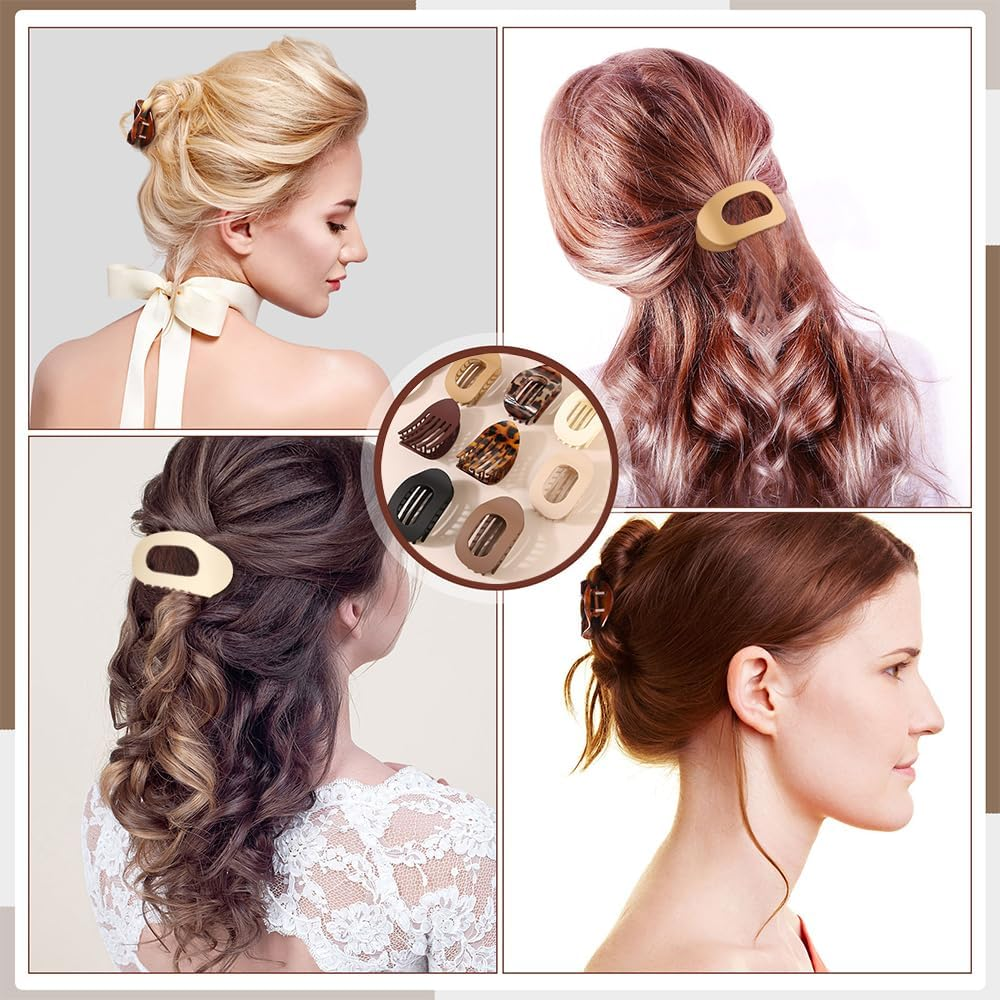 TTPSRY Pack of 8 Hair Clips Flat Oval Hair Clips Strong Grip Duckbill Clips Updo Hairstyles Simple Simple Hair Accessories for Women image number 2