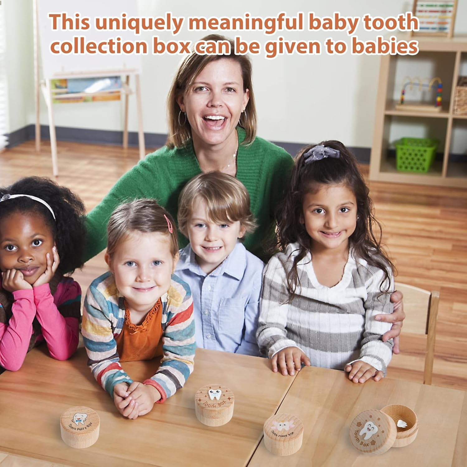 4 Pcs Tooth Fairy Box, Wood Baby Tooth Box, Cute Tooth Keepsake Box, Tooth Storage Box, Kids Tooth Saver Container Box for Dropped Teeth Storage, Exquisite Teeth Box for Little Boys Girls Toddlers image number 5