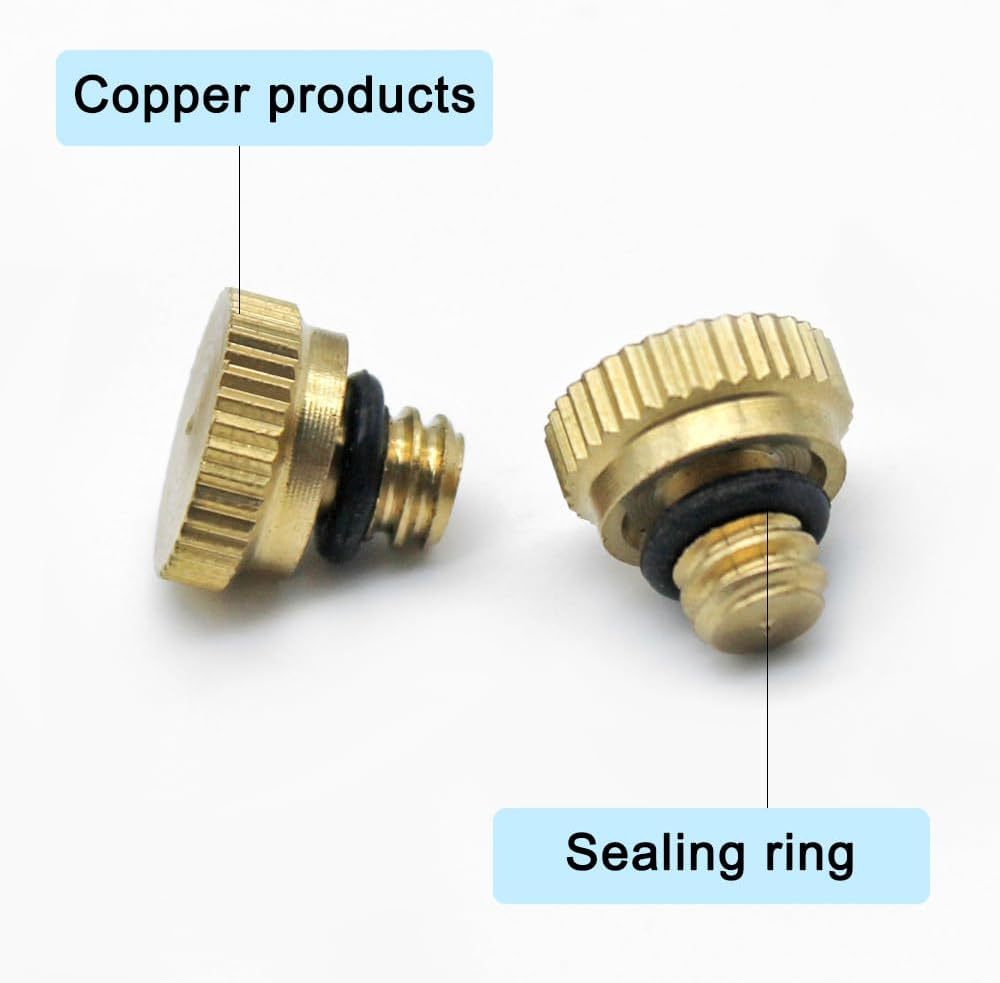 Yucool 3/16 Outdoor Cooling System Misting Nozzles Brass, Screw Threaded Brass Misting Nozzle Plug for Outdoor Cooling Systems, Protecting Faucets image number 6