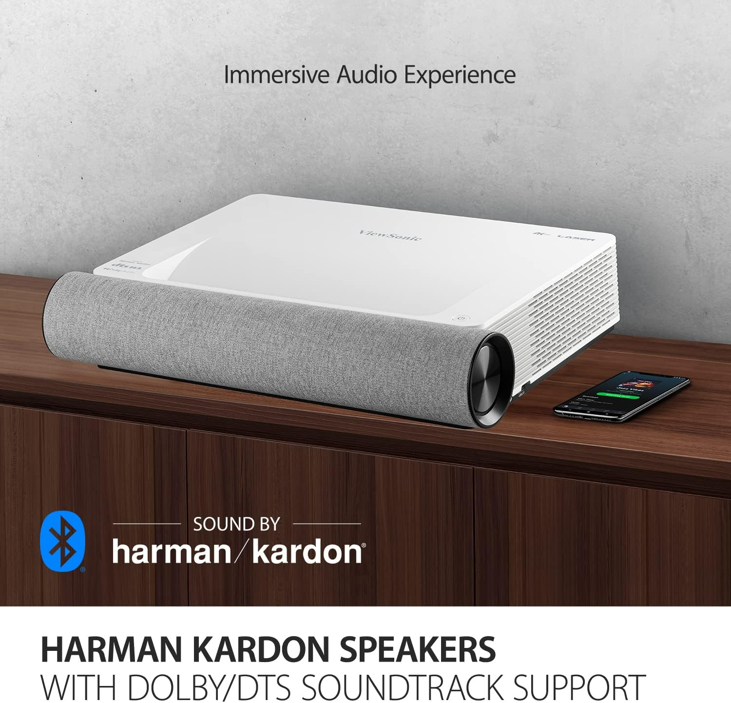 Viewsonic X2000L-4K Ultra Short Thorw Laser Projector with 4K UHD, 2000 ANSI Lumens, 0.22 Ultra Short Throw Ratio, Harman Kardon with Dolby/Dts Support, HDMI USB Wi-Fi Bluetooth Connectivity - Black image number 2