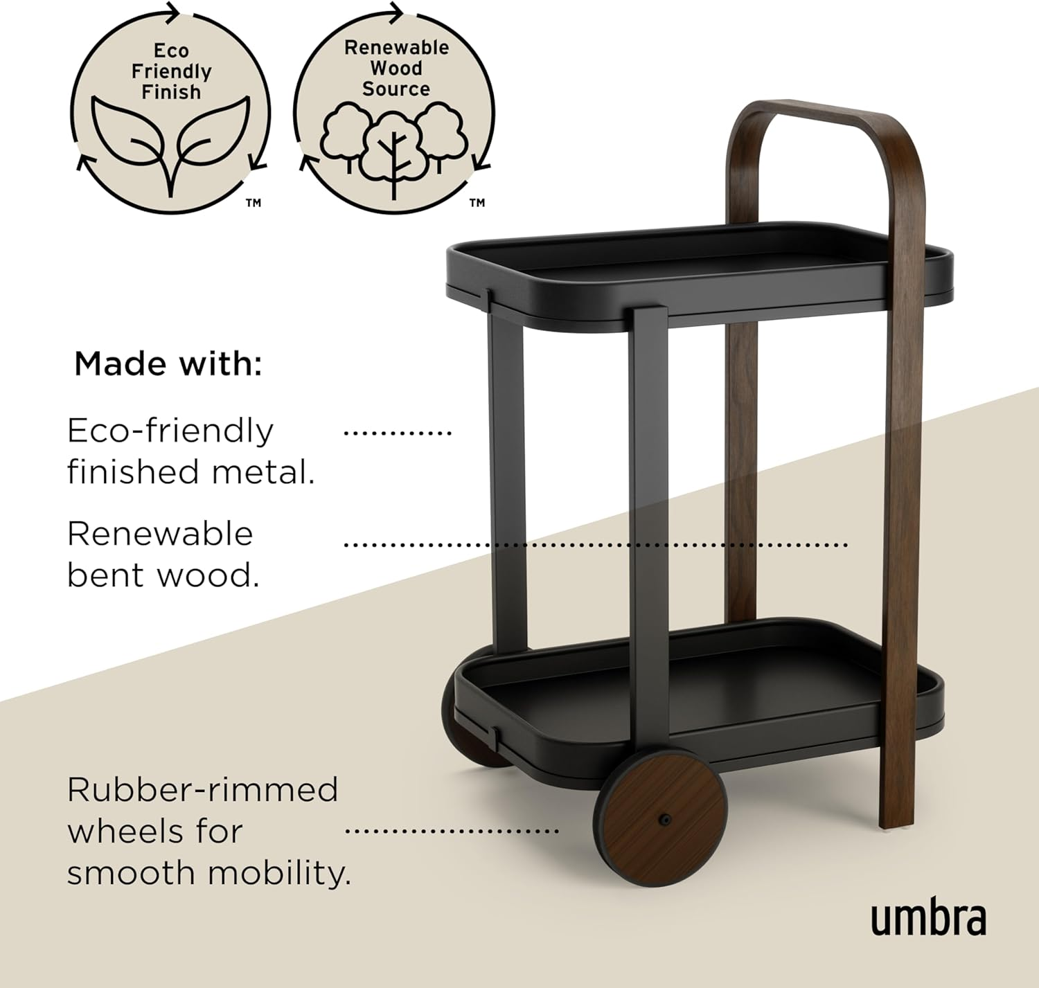 Bellwood Bar/Serving CART BLK/WAL image number 6