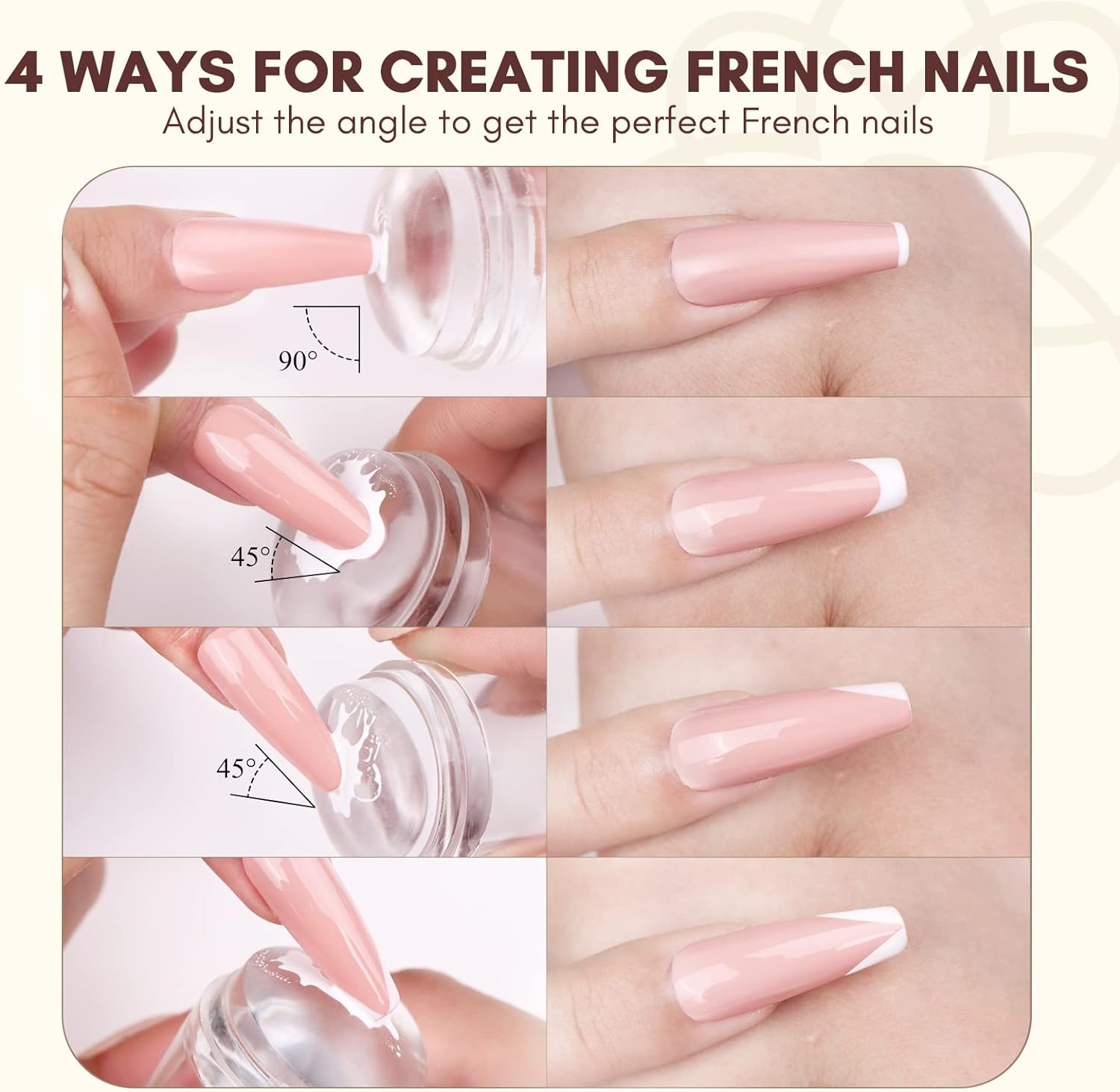 SAVILAND Nail Stamper Kit- 5PCS French Tip Nail Stamp with Replaceable Stamper Head, Clear Silicone Nail Stamping Long Jelly Stamper for Nails with Scrapers for French Manicure Home DIY Nail Art Salon