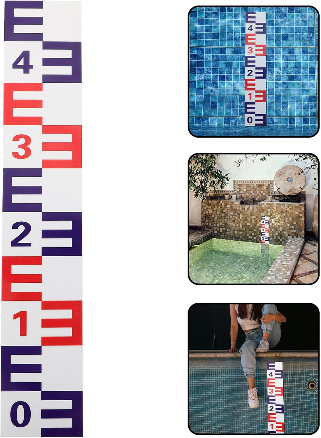 UKCOCO Reflective Water Level Gauge Sticker Corrosion-Resistant Self-Adhesive Measuring Decal for Pools Ponds Lakes Read Scale image number 4