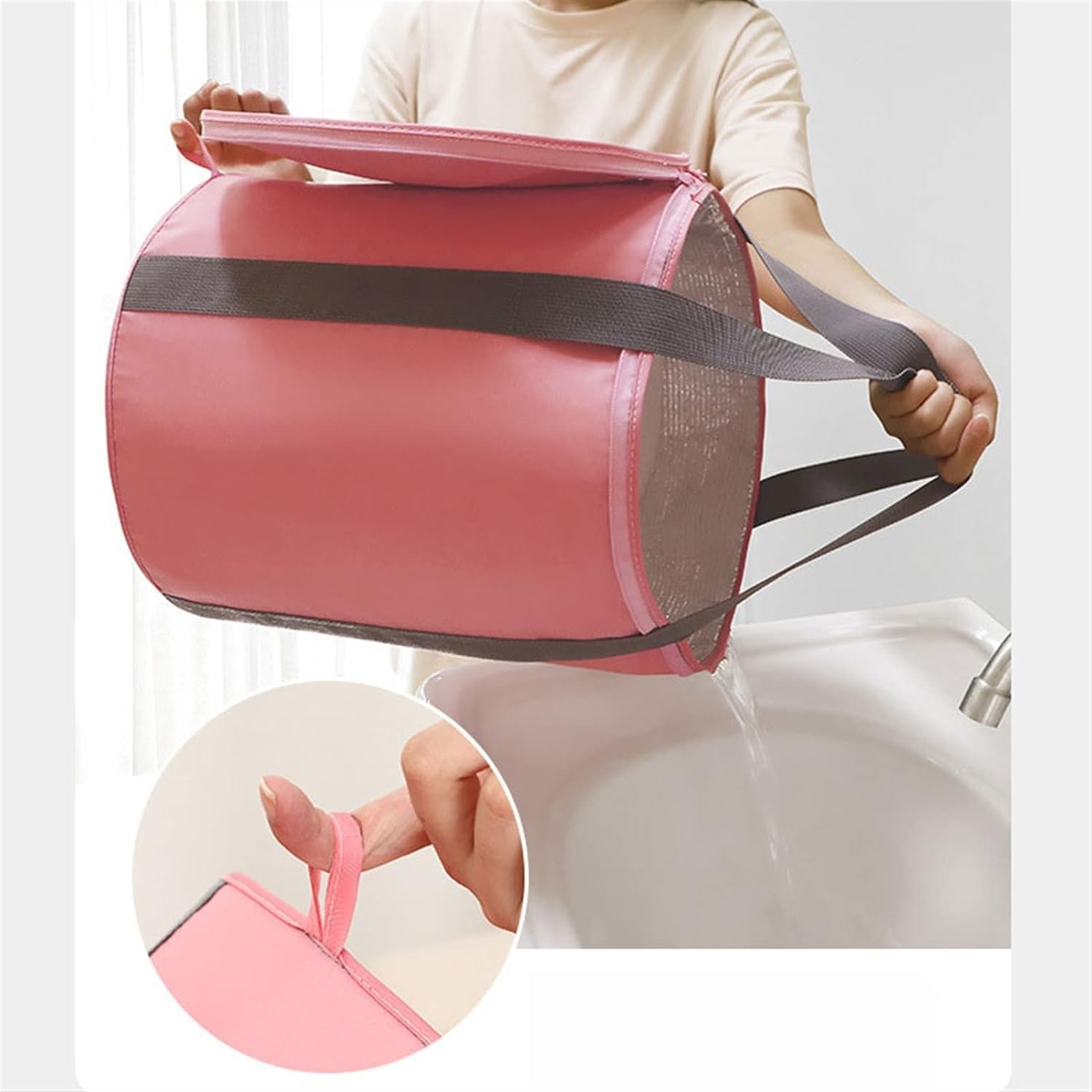 LKYJD Foot Bath Basin Portable Travel Collapsible Foot Basin Folding Foot Bath Tub Storage Bucket Soaking Feet Bucket for Camping Washing (Color : Pink A, Size : 31X36Cm) - Blue A image number 5