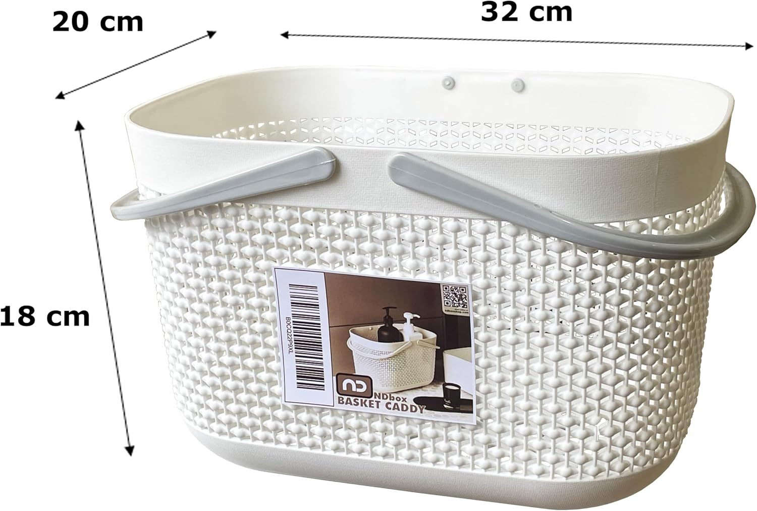 NDBOX 2Pcs Bathroom Storage Basket with Handles | Cleaning Caddy | Plastic Shower Storage | Shelf Organisers Basket | Multipurpose Cleaning Storage Caddy image number 2