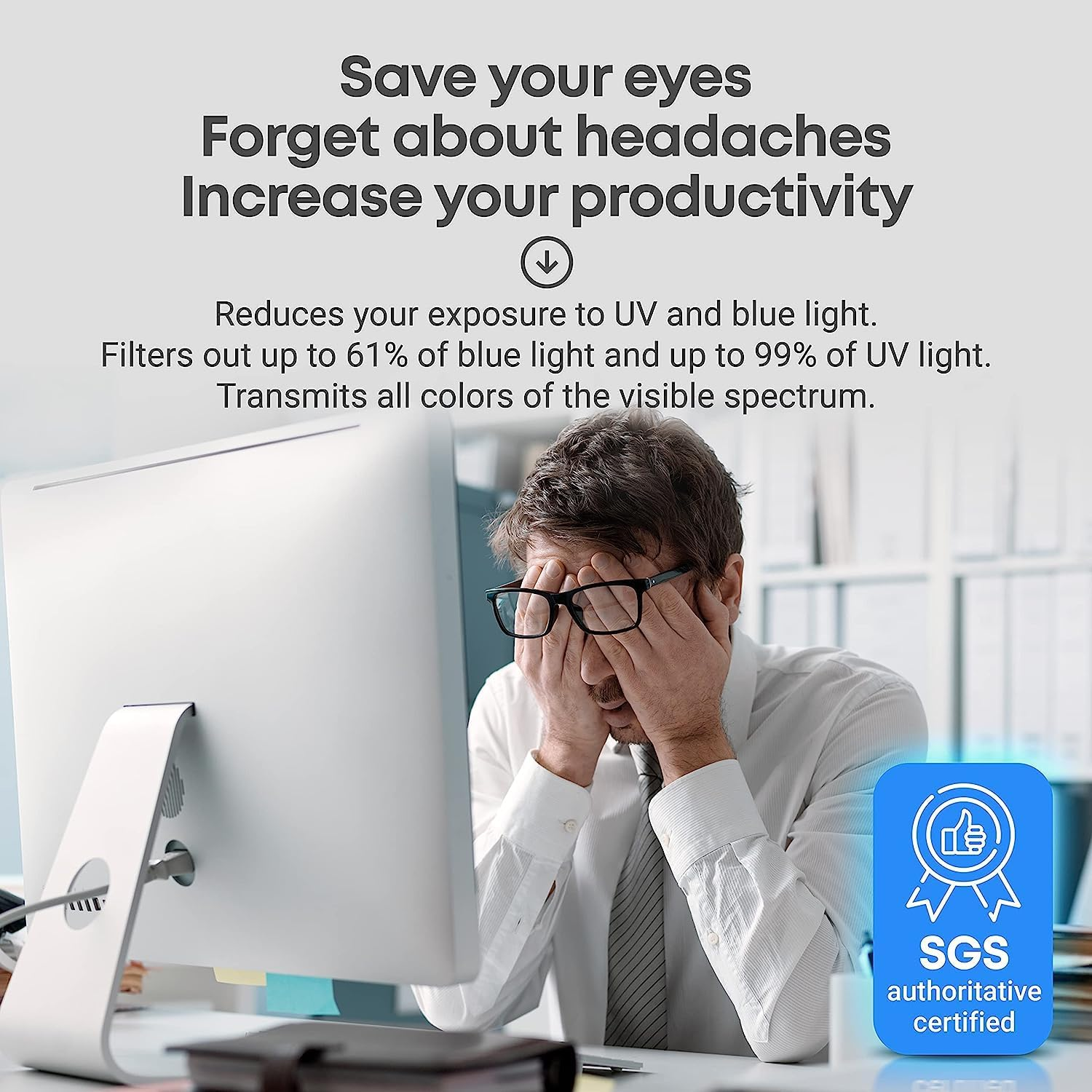 Blue Light Blocking Screen Protector Panel for 27 Inch Diagonal LED PC Monitor Anti-Uv Eye Protection Filter Film - Widescreen Monitor Frame Hanging Type image number 6