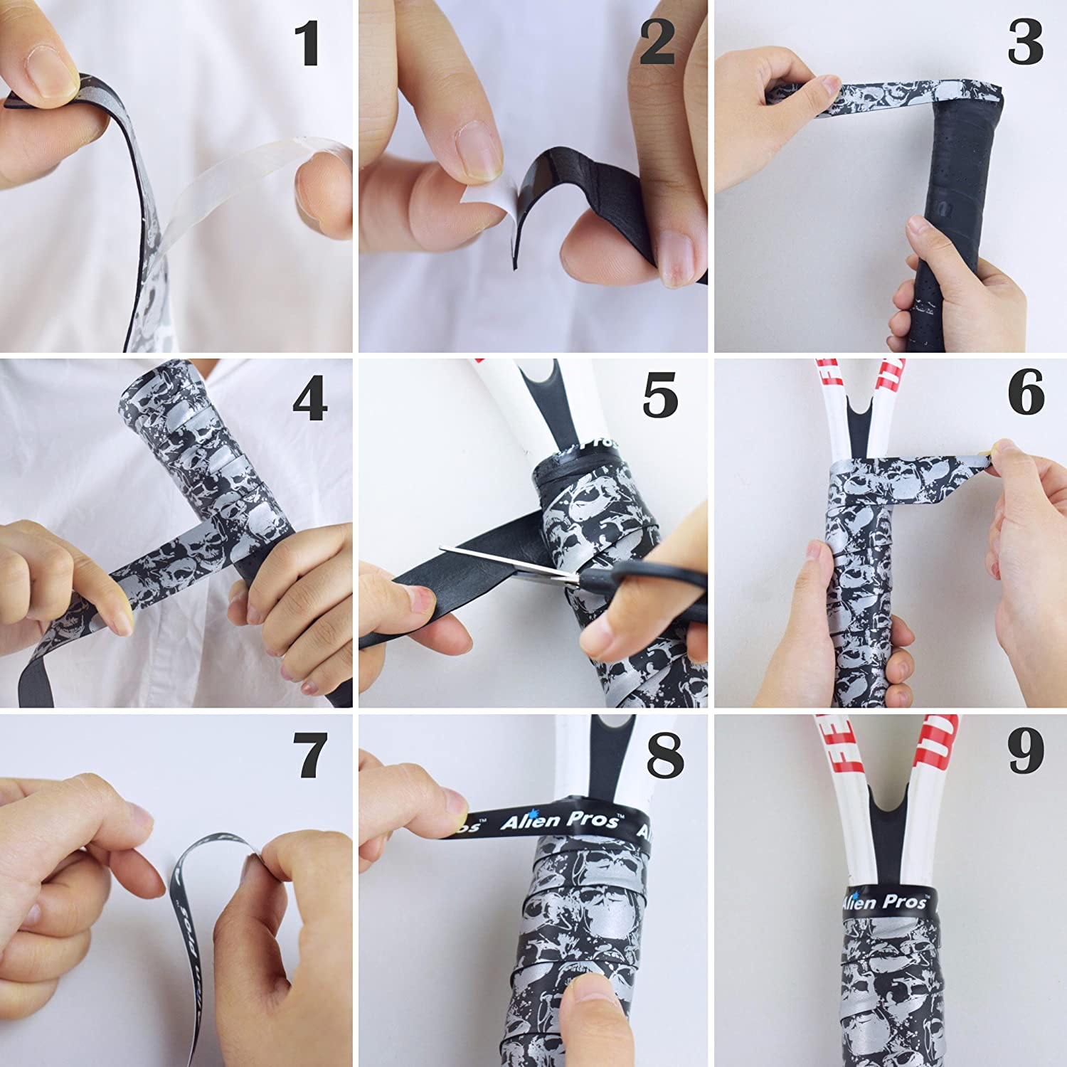 Alien Pros Tennis Racket Grip Tape (6 or 3 Grips) &ndash; Tac Moisture Feel Tennis Grip &ndash; Tennis Overgrip Grip Tape Tennis Racket &ndash; Wrap Your Racquet for High Performance (6 or 3 Grips) image number 4