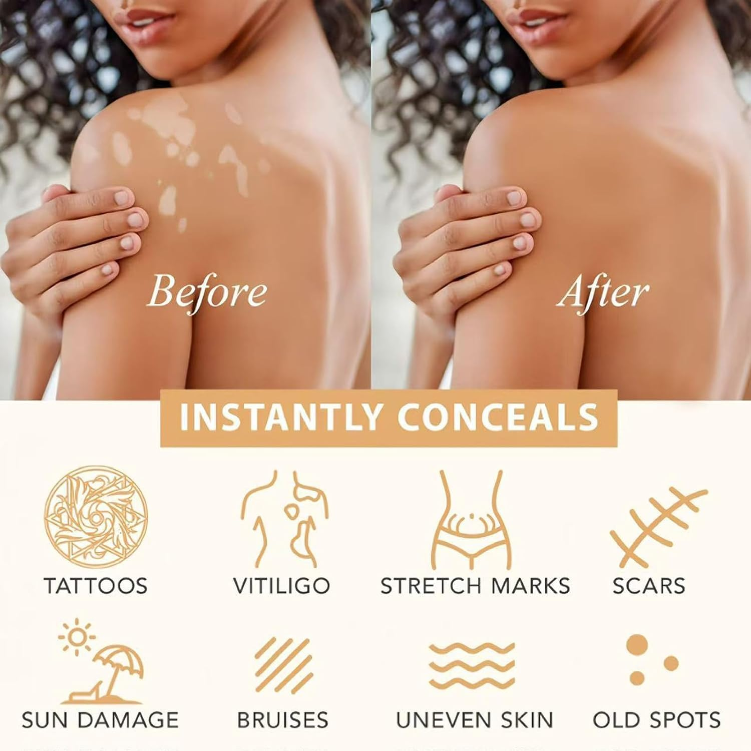 Leg Makeup Cream Concealer - Waterproof No Transfer Leg Makeup to Cover Veins, Tattoo - Flawless Full Coverage Body Concealer for Mature Skin - Leg and Body Veins Tattoo Cover up Make up (#02 Medium Brown) image number 4