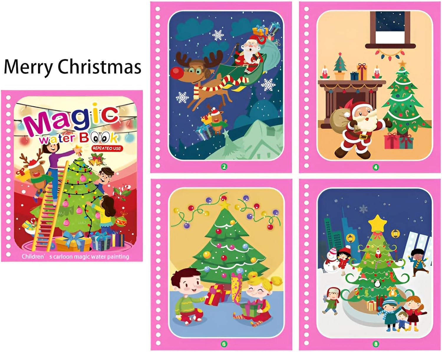 MYLEUS 6 Set Water Drawing Books for 3-6 Kids, Kids Montessori Toys Reusable Magic Water Coloring Book Magica Drawing Books Painting Toys Toddler Early Education Toys(Pen Random Color) image number 1