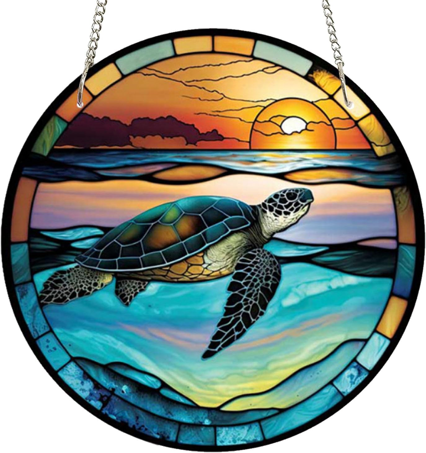7.9'' Acrylic Window Hanging Decor,Stained Panel Hangings Decorative Acrylic Wall Decor Colorful Ornament Window Hangings for Outdoor Indoor Decor(Marine Turtle) - Flamingo image number 5