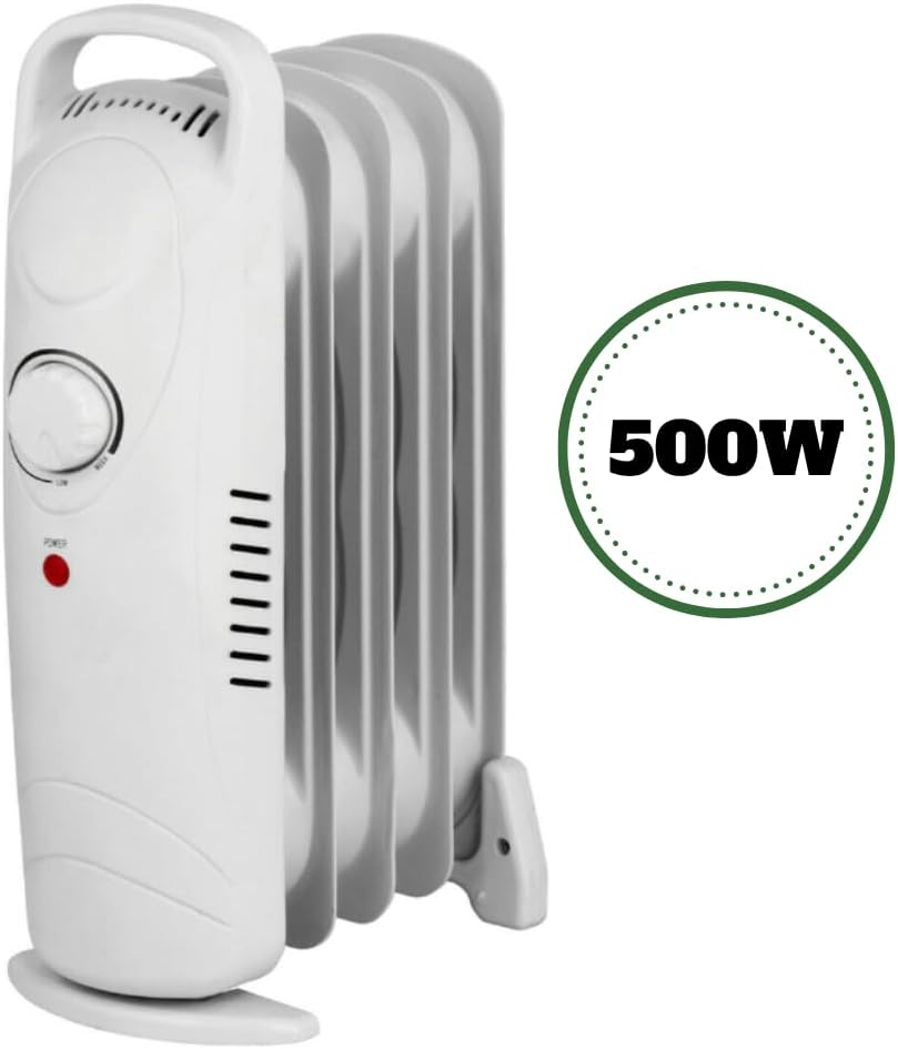 Leona Co 700W Oil-Filled Radiator Heater &ndash; Mini Portable 5-Fin Electric Heater for Small Rooms, Quiet Plug-In Energy Efficient Space Warmer, 240V Compact Personal Heating for Bedroom, Office, Caravan image number 4