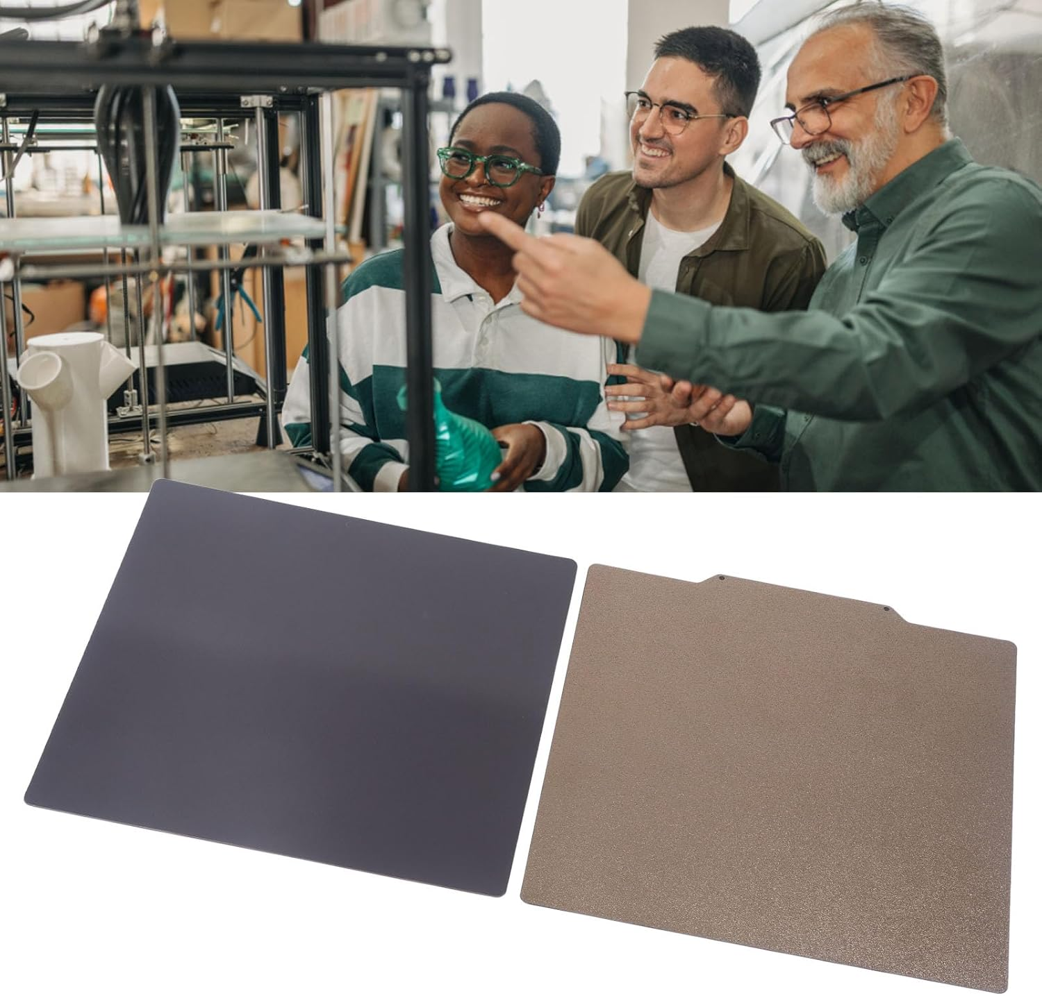 3D Printer Build Plate 300X300Mm CR10 Magnetic Build Plate Smooth Carbon Fiber PET Textured Spring Steel Sheet with Magnetic Base image number 2