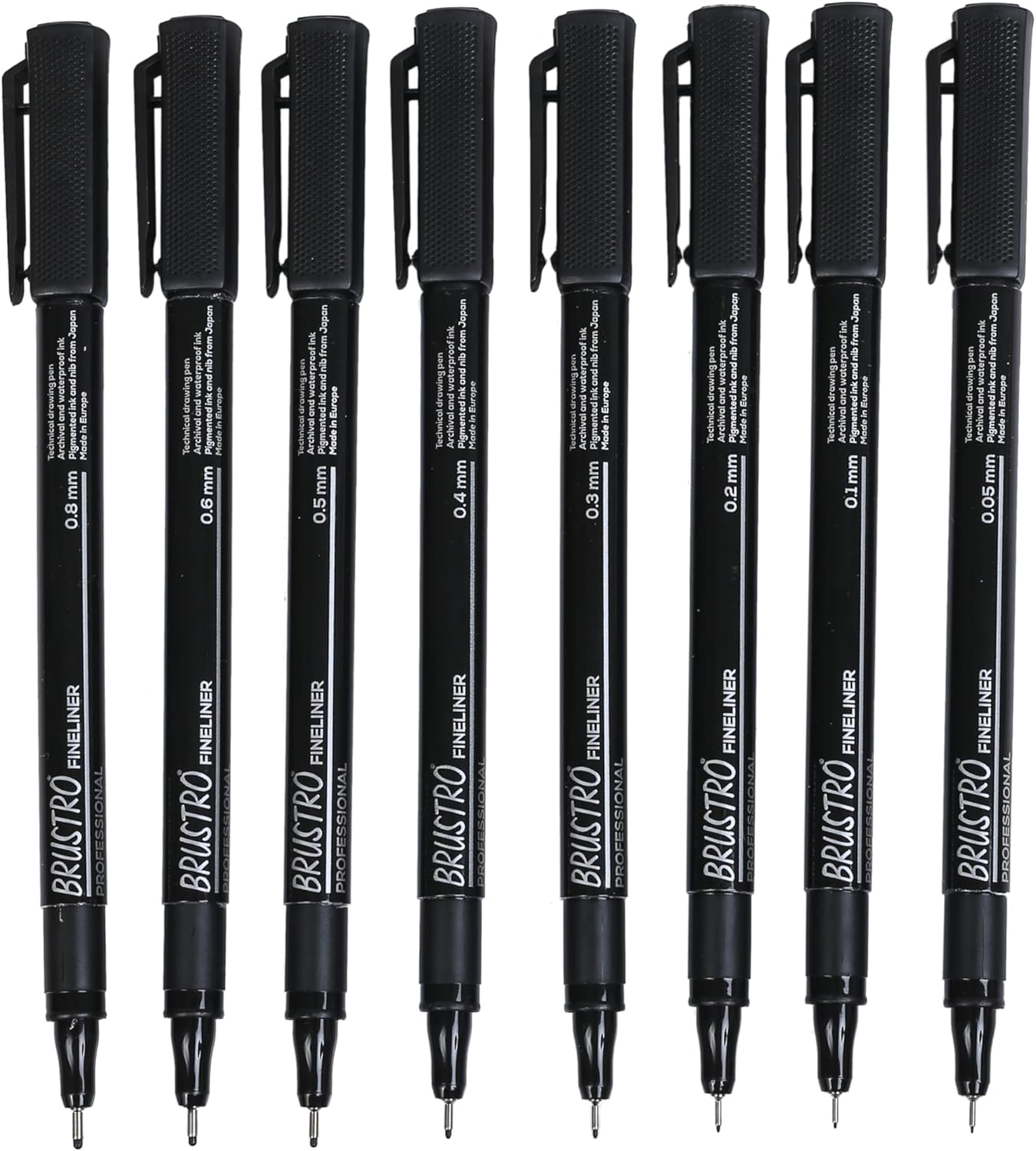 BRUSTRO Professional Pigment Based Fineliner |Black| Set of 8 - Tip Size 0.05Mm, 0.1Mm, 0.2Mm, 0.3Mm, 0.4Mm, 0.5Mm, 0.6Mm and 0.8Mm| Technical Drawing,Waterproof,Artist Illustration,Sketching,Mandala image number 5