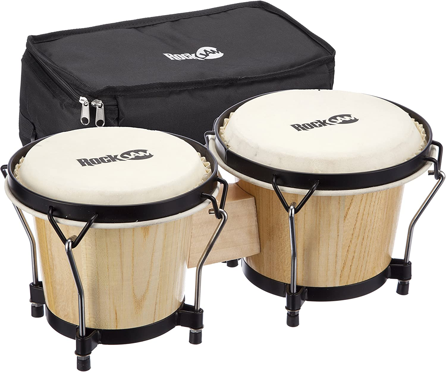Rockjam 100300 7" & 8" Bongo Drum Set with Padded Bag, Natural