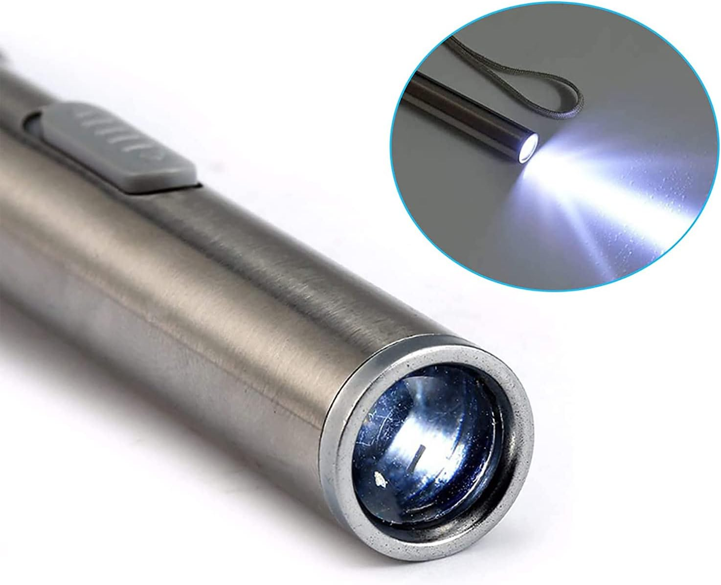 YUENTOEN Pen Light, Mini Pen Torch Light, Rechargeable LED Flashlight with USB Cable for Home Camping Outdoor and Emergency (Silver) image number 2