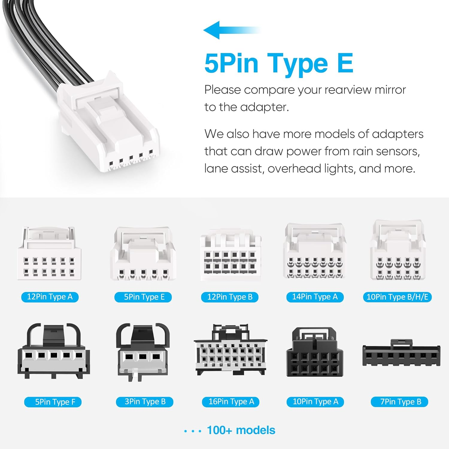 Dashcam Power Adapter,(5P Type E) Fit Subaru Ascent/Crosstrek/Forester/Impreza/Legacy/Outback/Wrx,Connect to Auto-Dimming Rearview Mirror,Power Adapter Charging Cable for GPS Dash Cam Mirror Camera image number 2