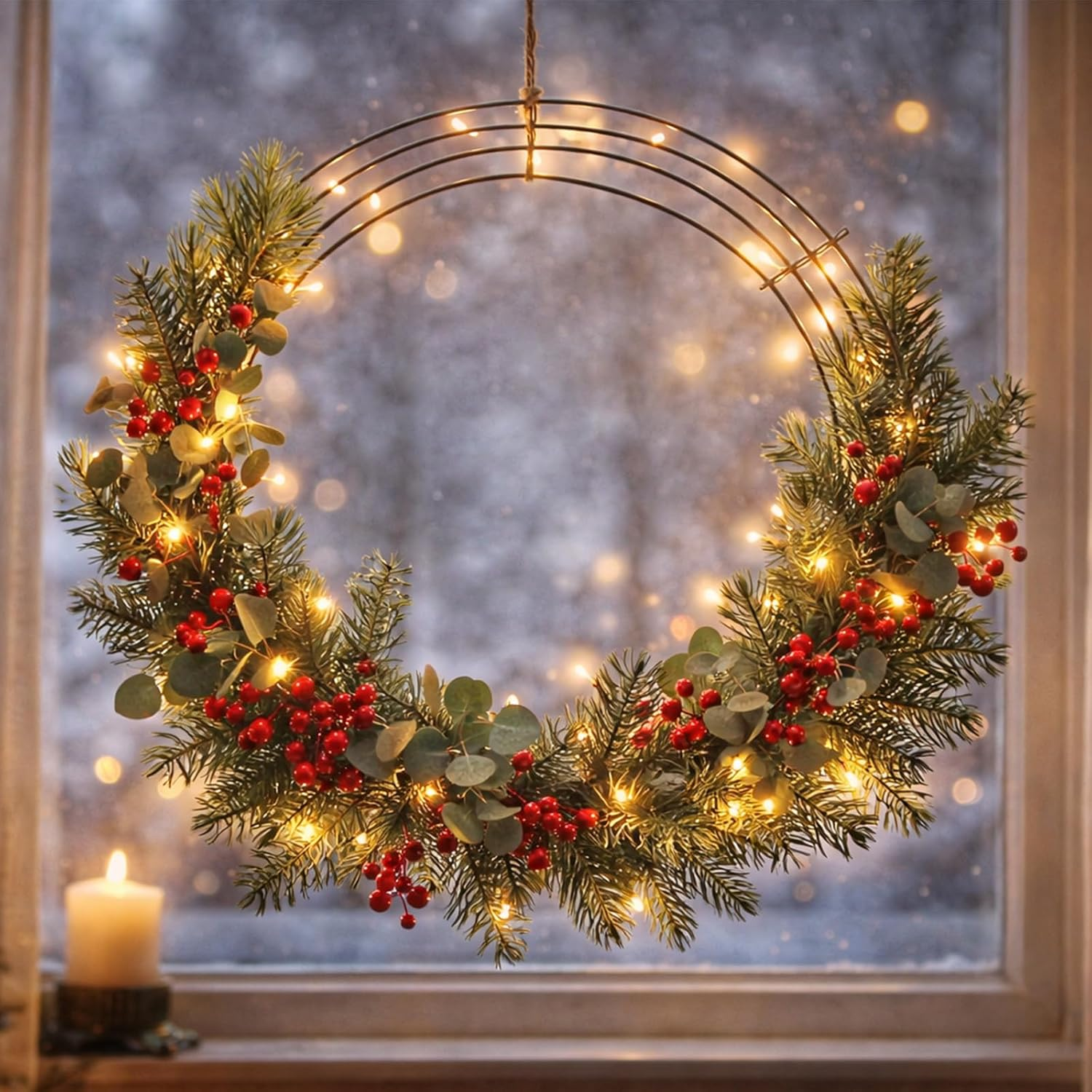 8 Pack Wire Wreath Frame 14 Inch Metal Wreath Form Wreath Ring for Crafts DIY Front Door Wreaths Christmas New Year Wreaths Valentines Wedding Garden Home Party Decoration with 38 Yard Paddle Wire image number 5