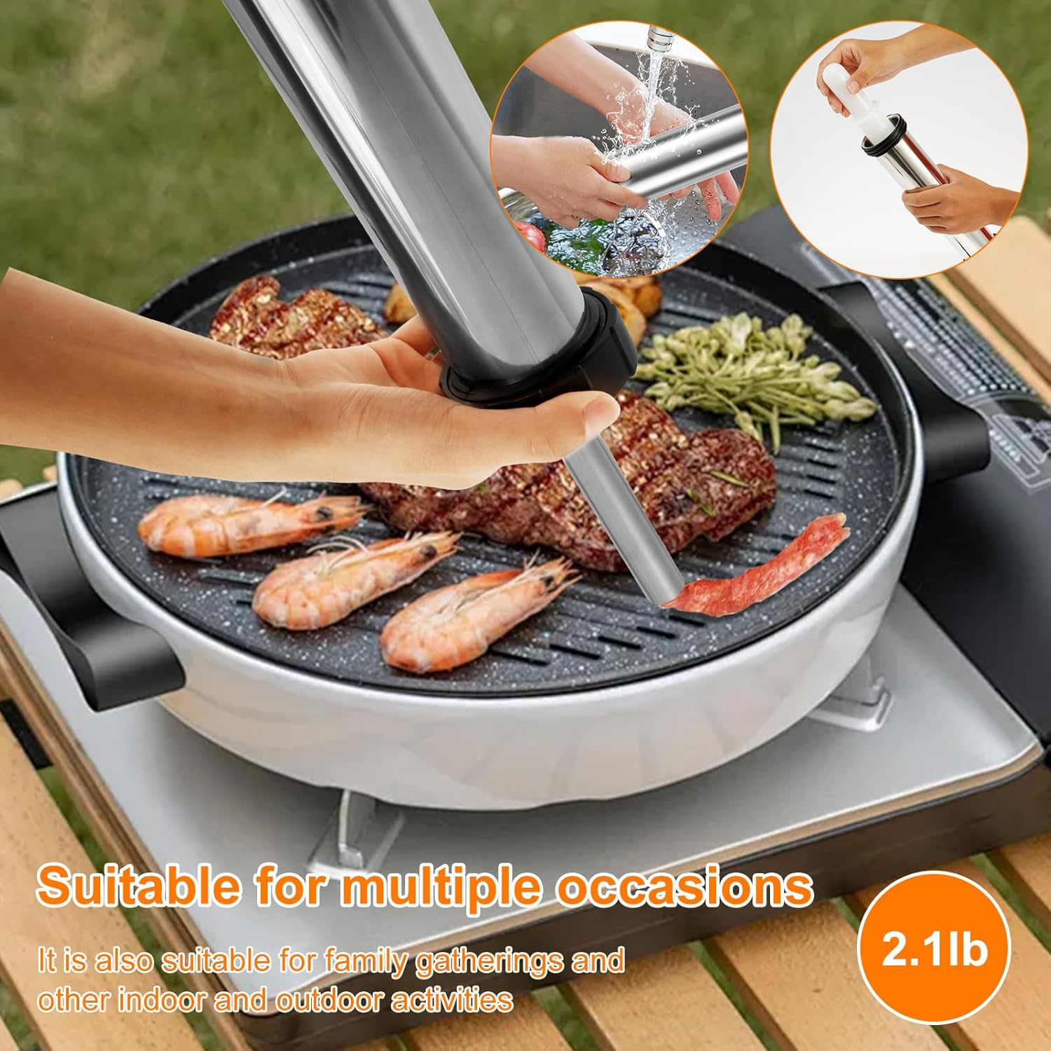 DJAPWPX Sausage Stuffer Kit Manual Stainless Steel Jerky Maker Kit Easy Cleaning Large Capacity Jerky Stuffer Kit with Thickened Aluminum Handle for Home Kitchen image number 6