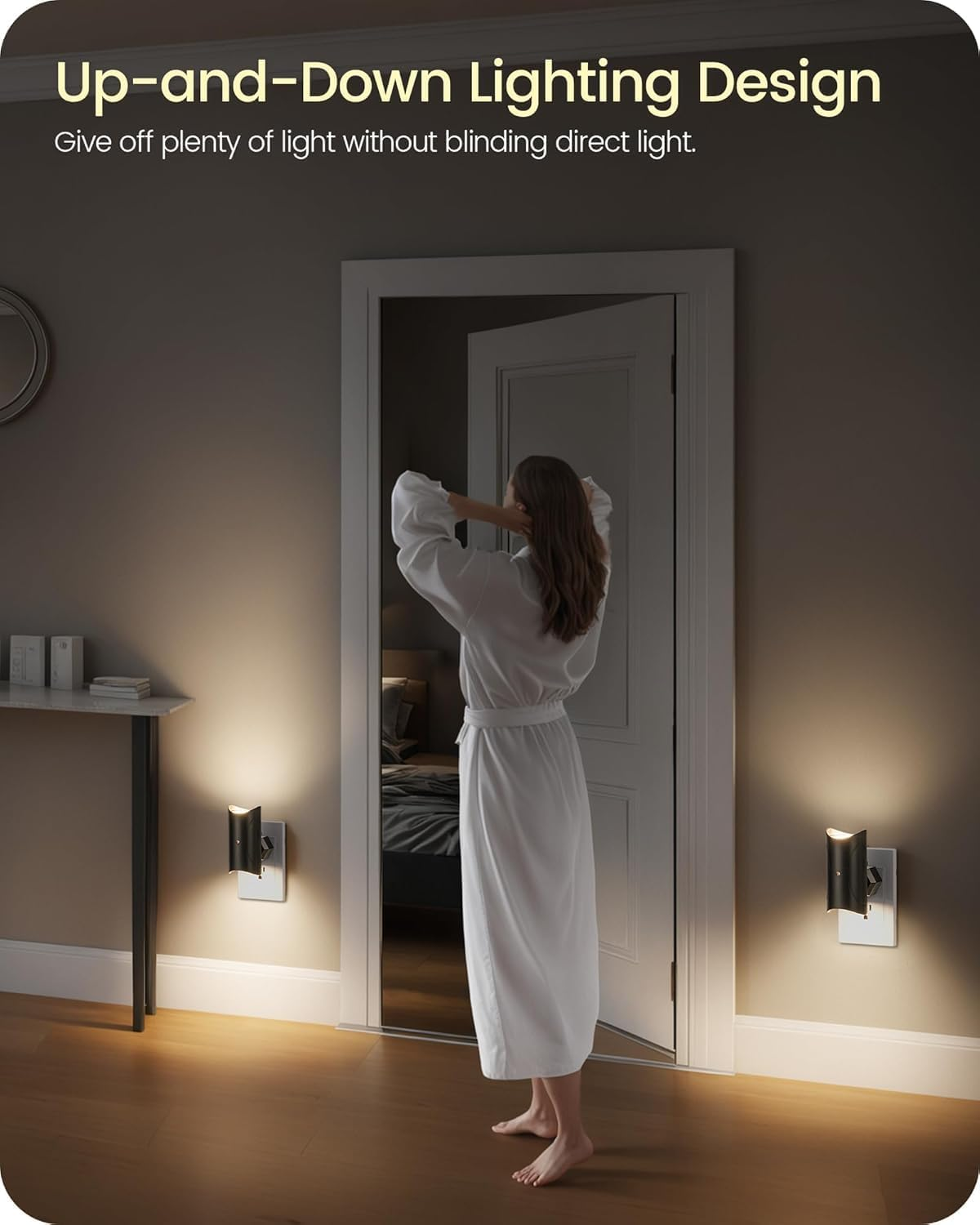 Night Light Plug in AU, LED Dimmable Night Light with Sensor, 0-100LM Brightness, 3000K Soft Glow for Bedroom Hallway Stair, AU Wall Light (2 Pack) image number 2