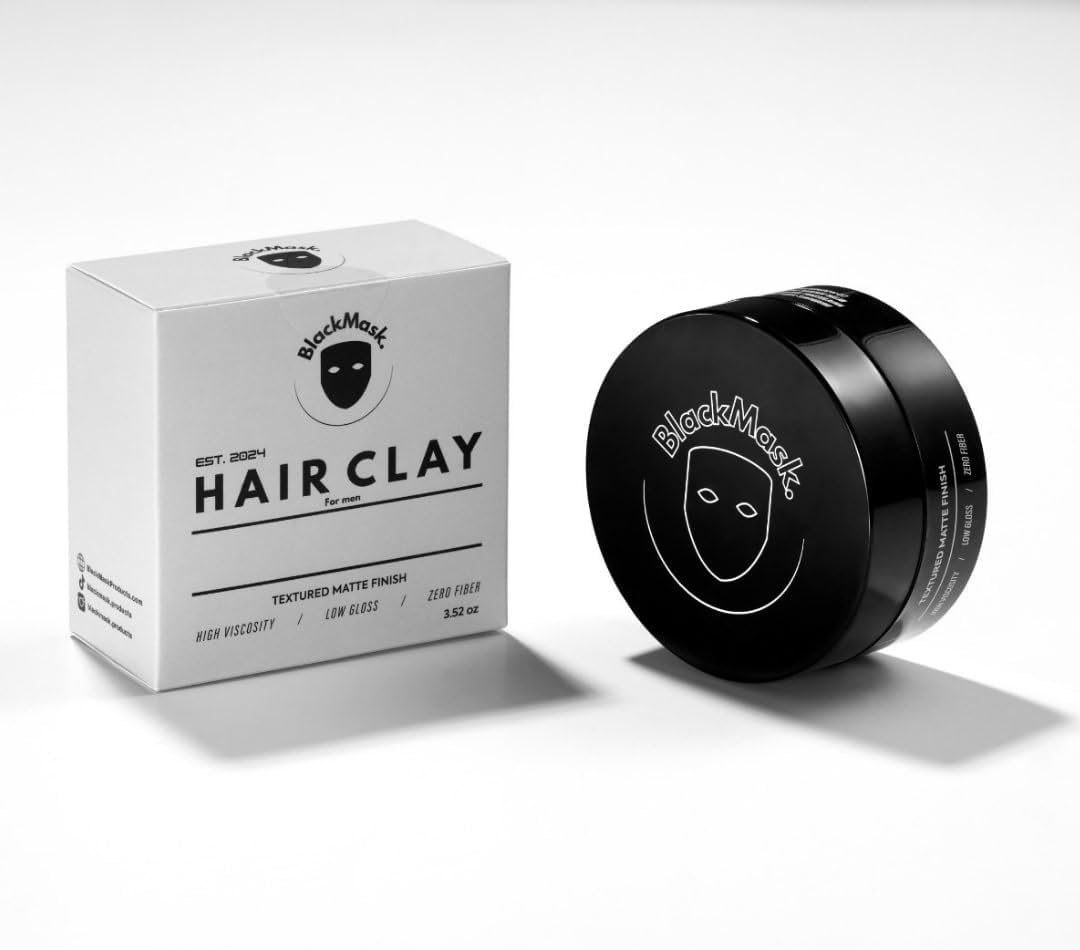 Blackmask Hair Clay for Men (3.52 Oz) Matte Finish with Strong Hold, Hair Styling Clay, Adds Texture & Volume image number 3
