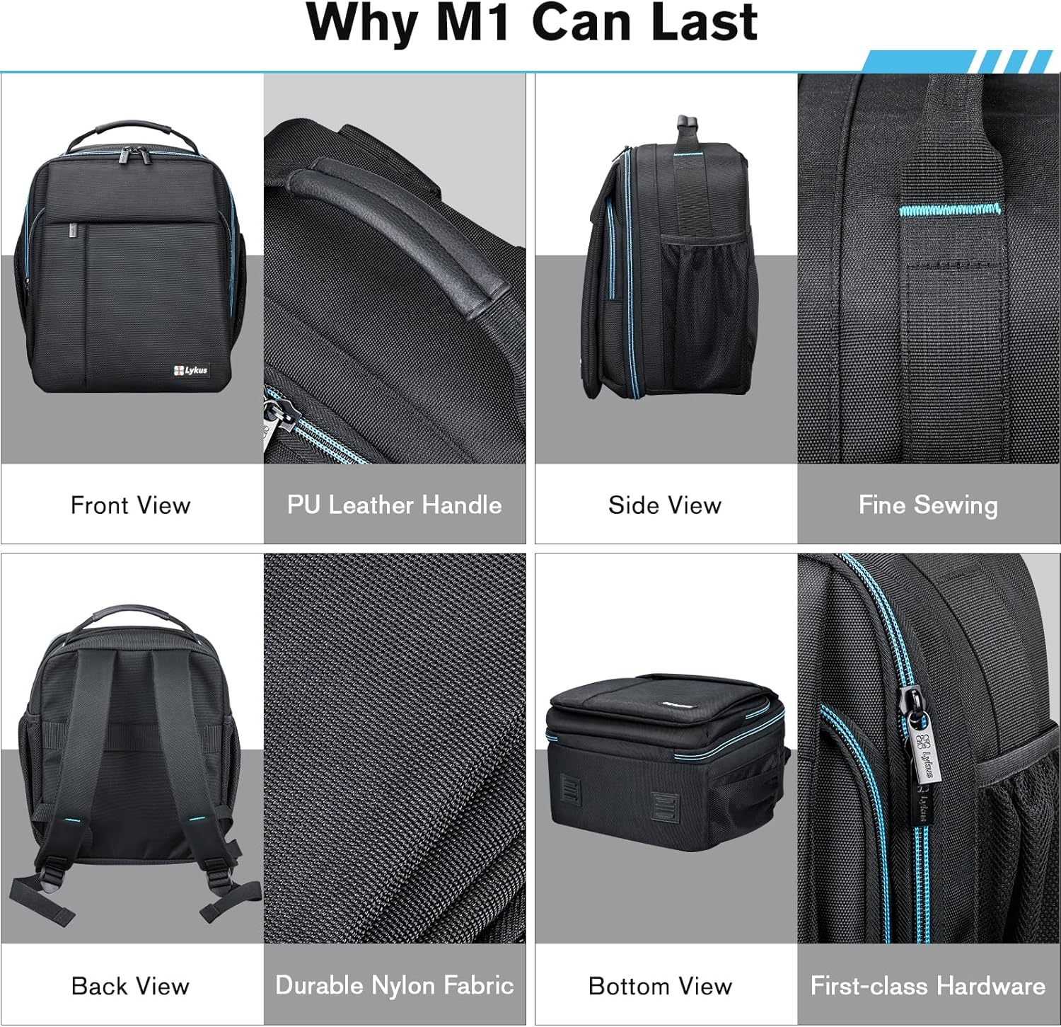 Lykus M1 Travel Backpack Case for DJI Mini 4 Pro, Mavic 3 Classic, Air 3, Mini 3 Pro with RC-N1/RC-N2 Remote Controller image number 3