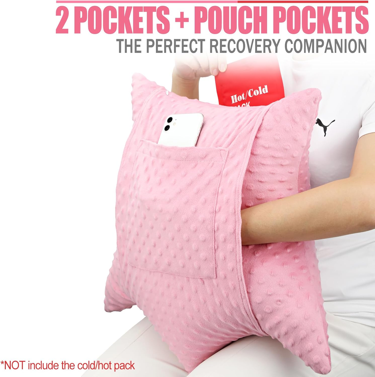 Star Shape Hysterectomy Pillow for Abdominal Surgery with 2 Pockets, Hysterectomy Pillows Must Have Recovery Gift Post Surgical Stomach Tummy Tuck Belly Cushion, Minky Dot Coral - Minky Dot Gray image number 7