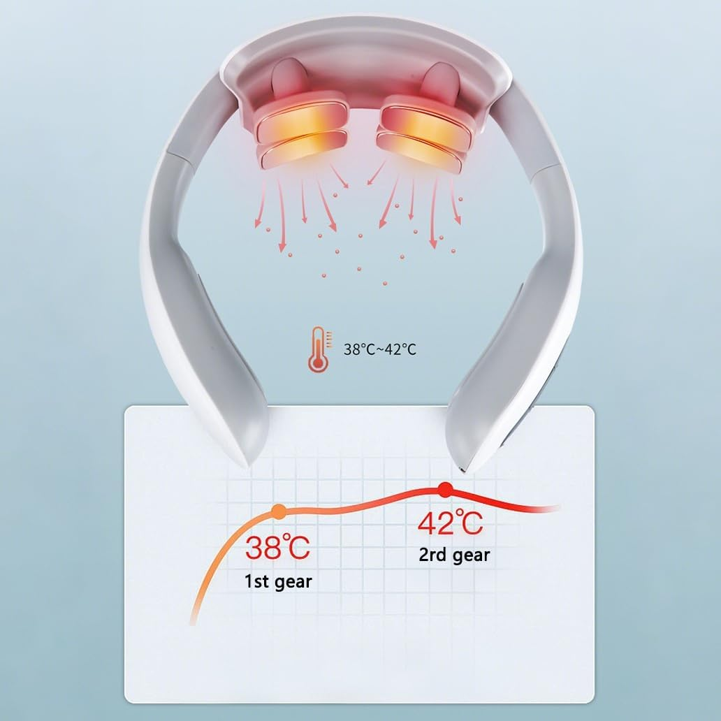 Neck Electric Muscle Stimulator Machine with Heat for Pain Relief, 15 Levels Deep Tissue Massage, Cervical Massager Electric Portable Intelligent Pulse Electricity Muscle Stimulation image number 3