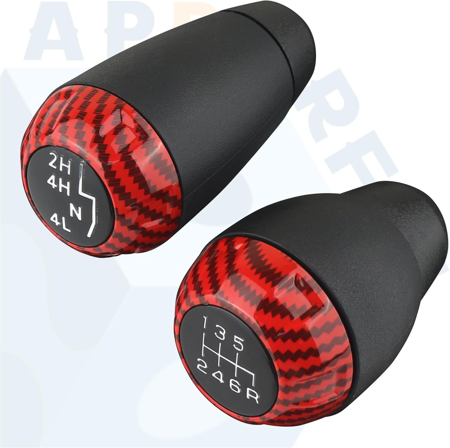 Apperfit Shift Shifter Knob Set (Red Carbon Fiber) for Manual Transmission & 4X4 Transfer Case Compatible with Jeep Wrangler JK 2007 2008 2009 2010 Replaces: 52060485AG image number 2