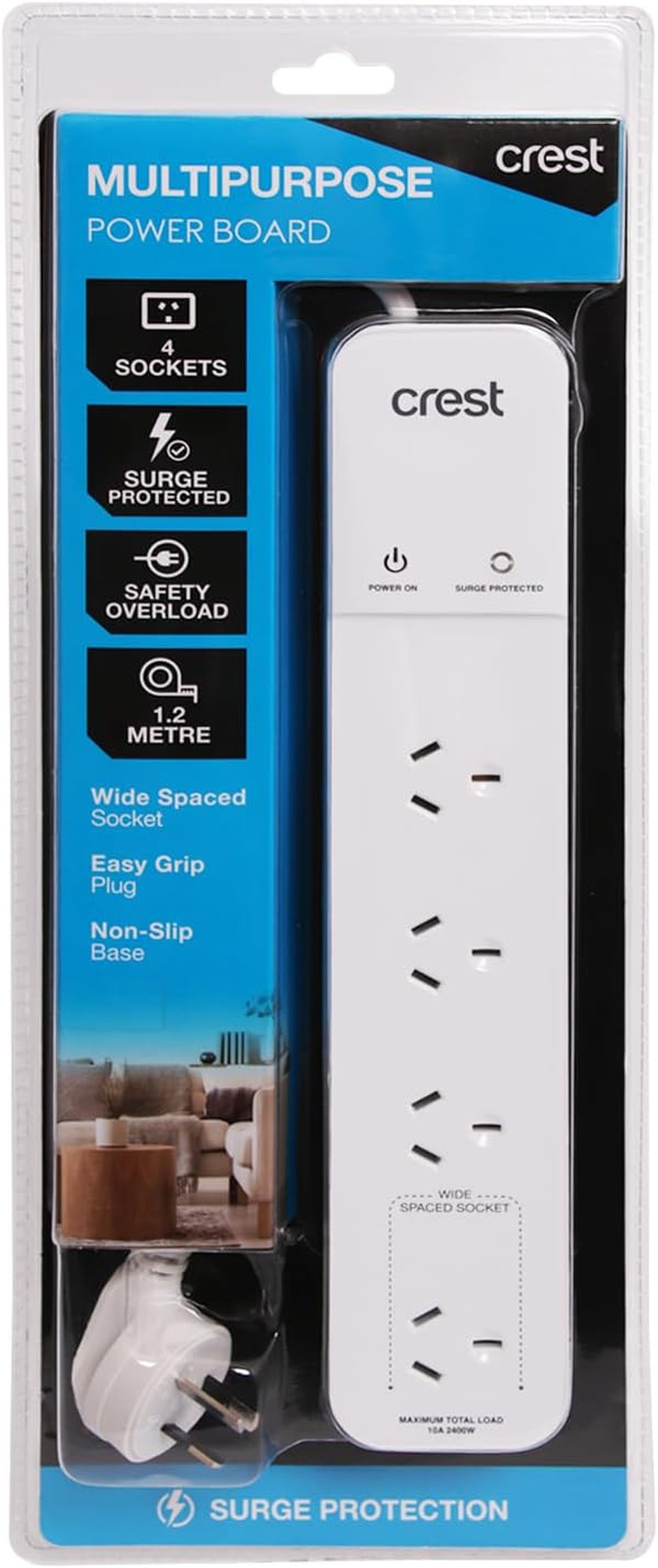 Crest Power Board 4 Socket Surge Protected