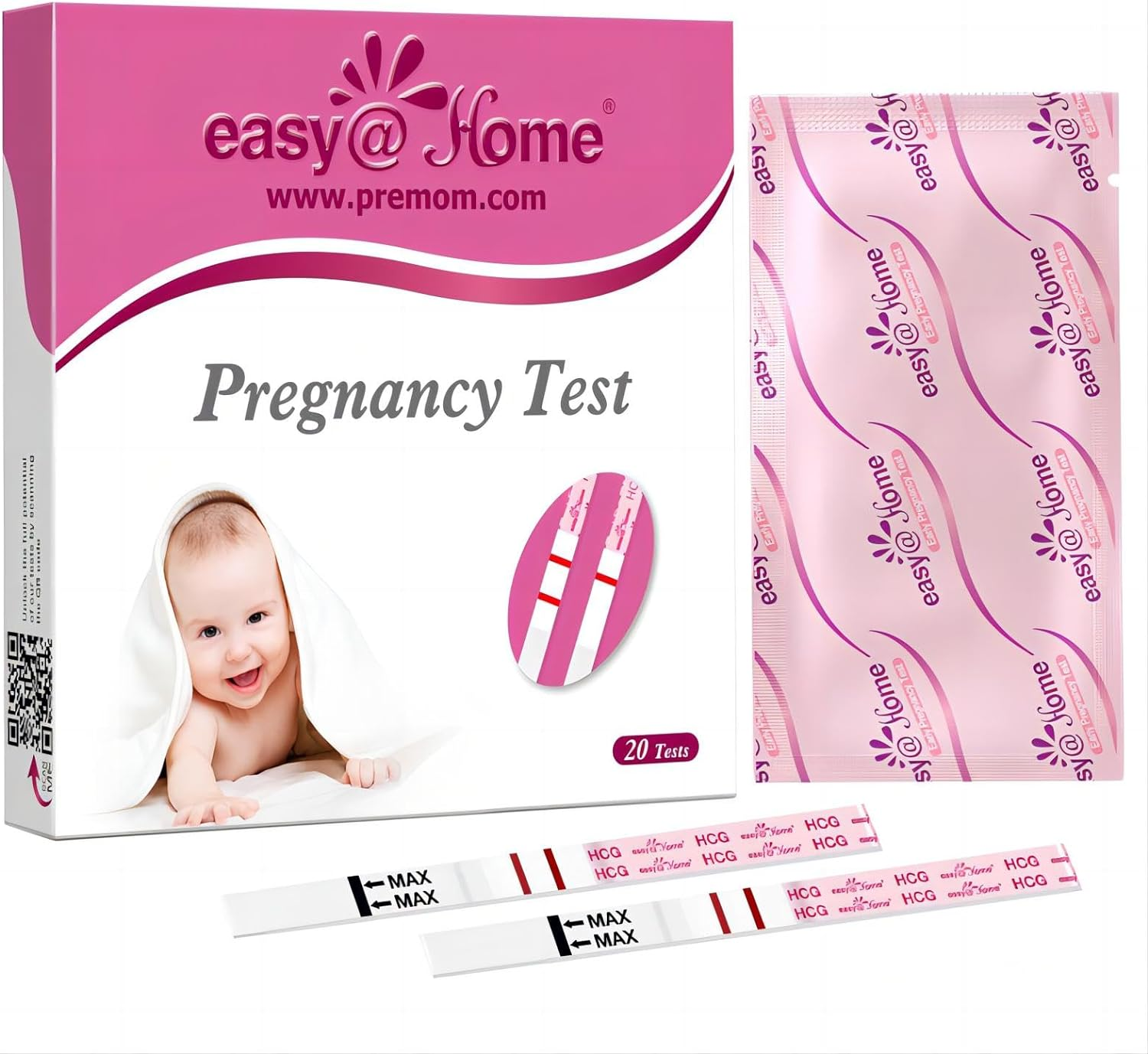 Pregnancy Detection Test Strips Kit: Easy@Home 20 HCG Tests 10Miu/Ml Powered by Accurate Fertility Tracker Ios and Android Premom App image number 6