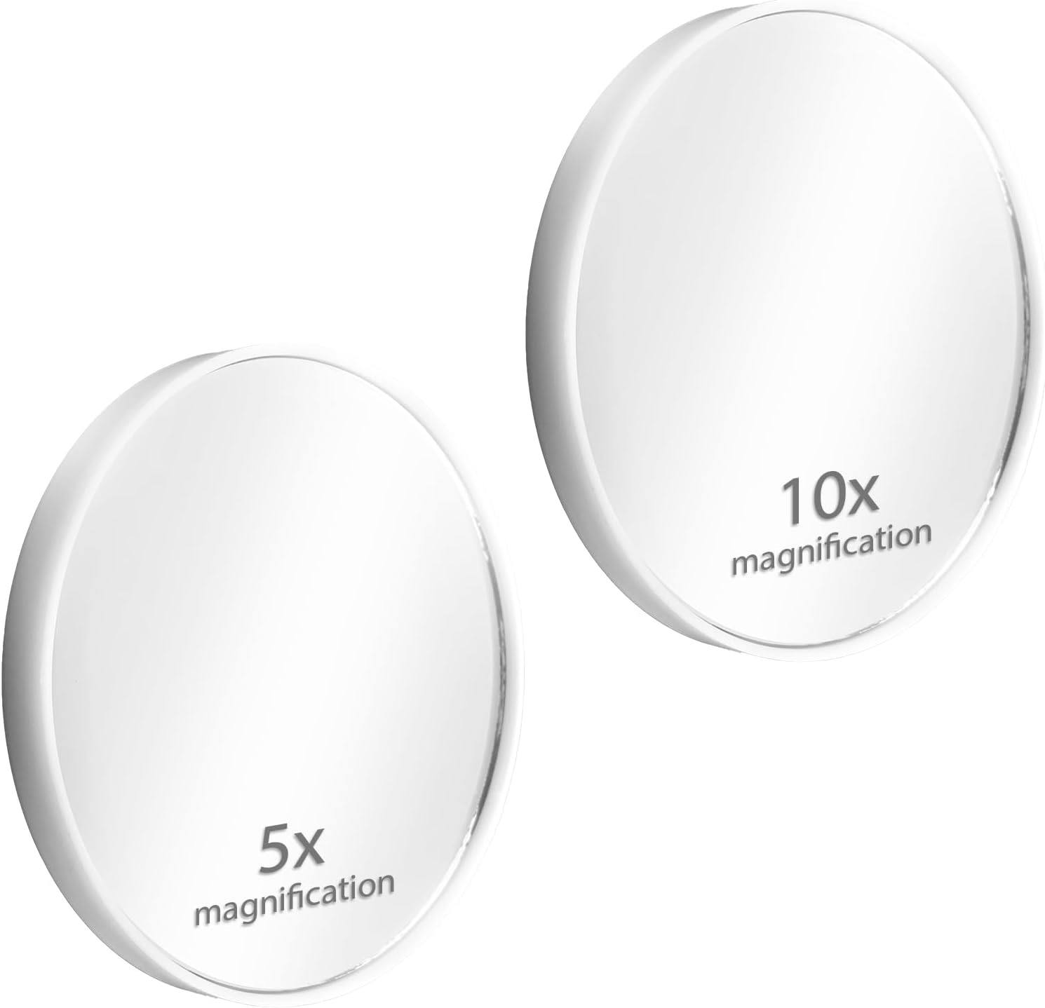 Magnifying Mirror with Suction Cup, Pack of 2 Cosmetic Mirrors with Double Suction Cup in 5X 10X Magnification Magnifying Mirror for Gluing for Bathroom Dressing Table Shaving and Fine Work White image number 1
