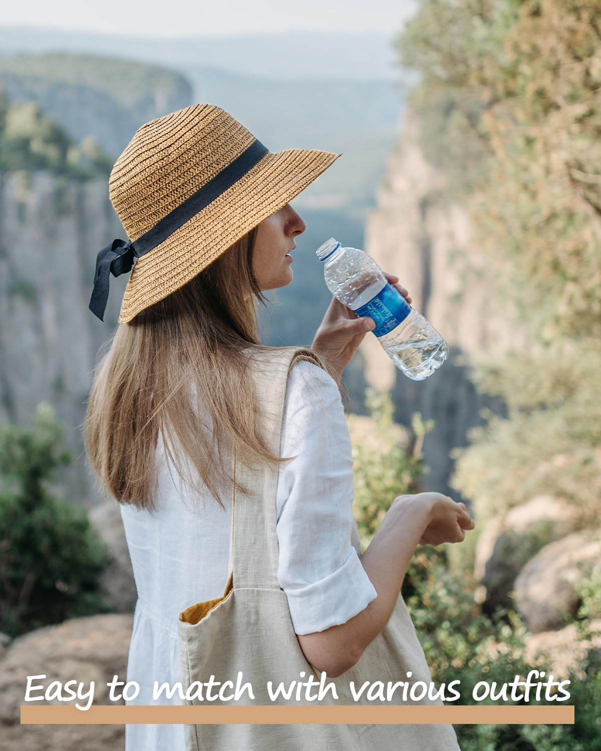 Zylioo XXL Straw Panama Hats Large Summer Beach Sun Hat Big Wide Brim UV Holiday Hat for Men Women image number 6