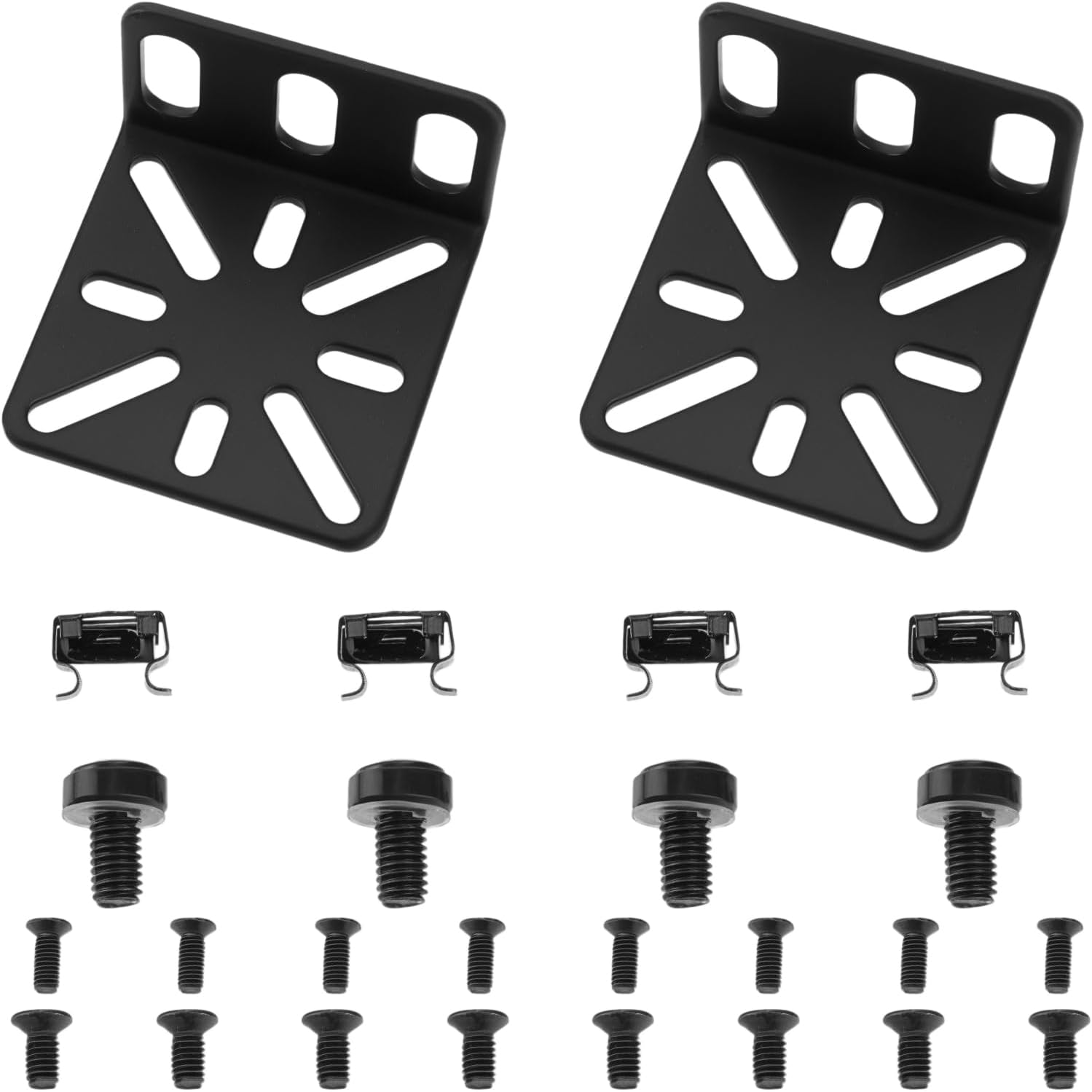 Be in Your Mind 2Pcs Switch Adjustable Rack Rack Mount Kit Adjustable Hole Distance 13-35Mm Compatible with Buffalo Tech 17.3 Inch Compatible with Cisco 45X44.5X25Mm Black image number 2