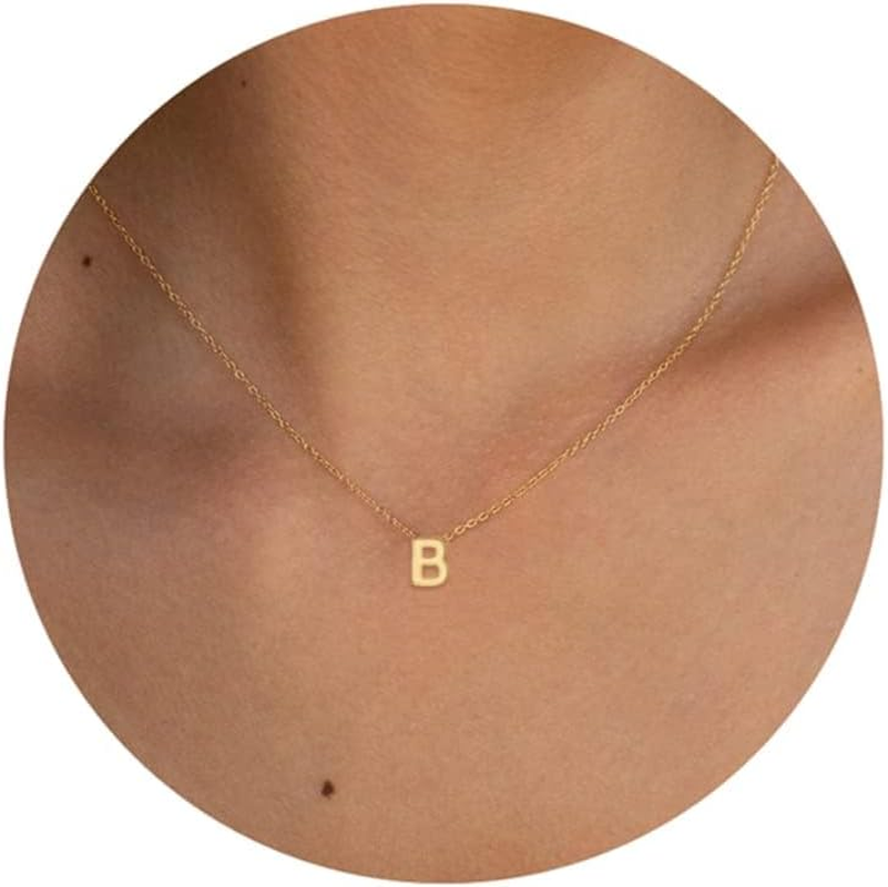 Gold Initial Necklace for Women Girls Dainty Choker Letter Necklace