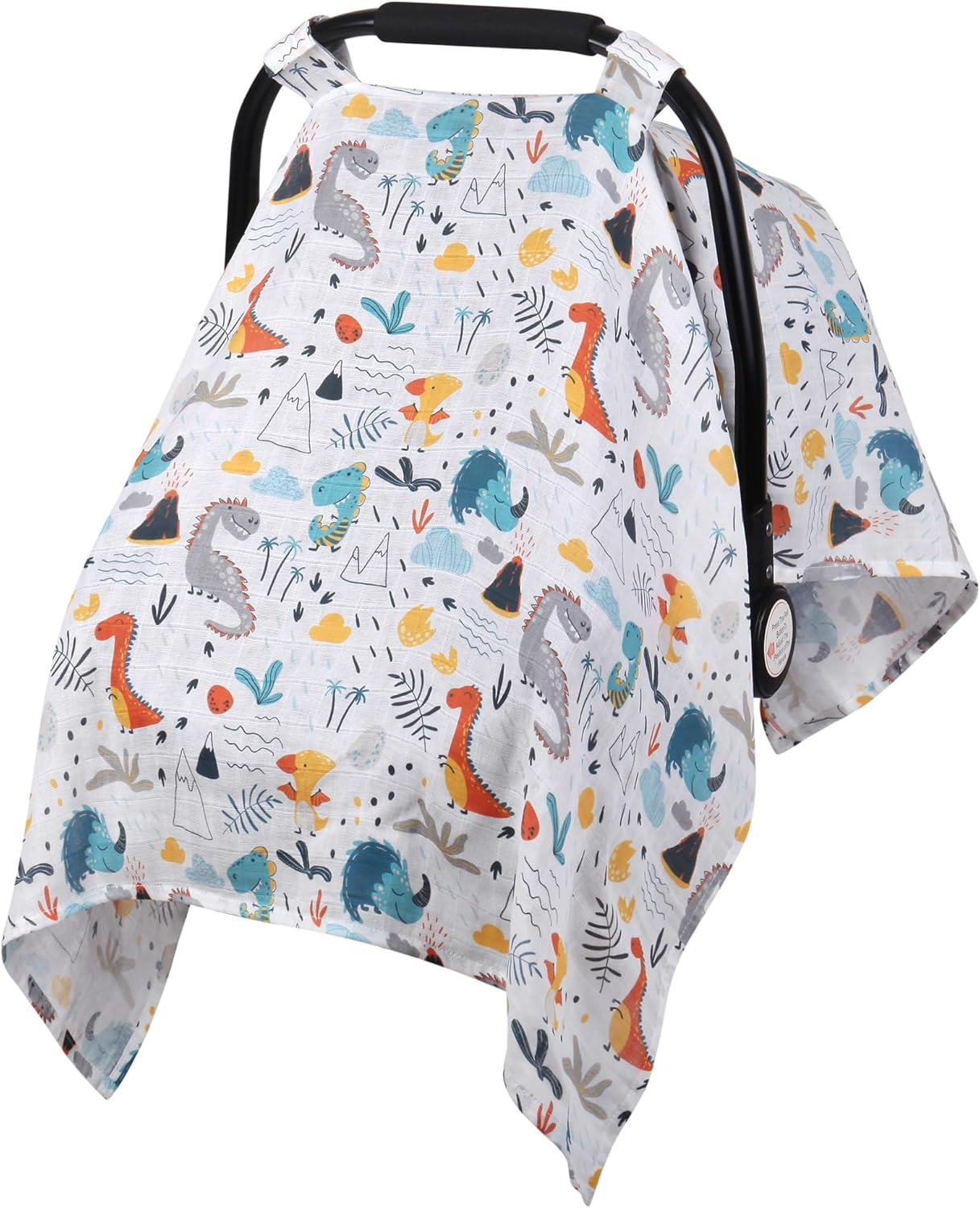 Baby Car Seat Covers for Boys Girls, Metplus Muslin Infant Carseat Canopy, Lightweight Breathable Newborn Carrier Canopies Stroller Cover, Universal Fit Large Size 47.2 X 35.4 Inch, Elephant Giraffe