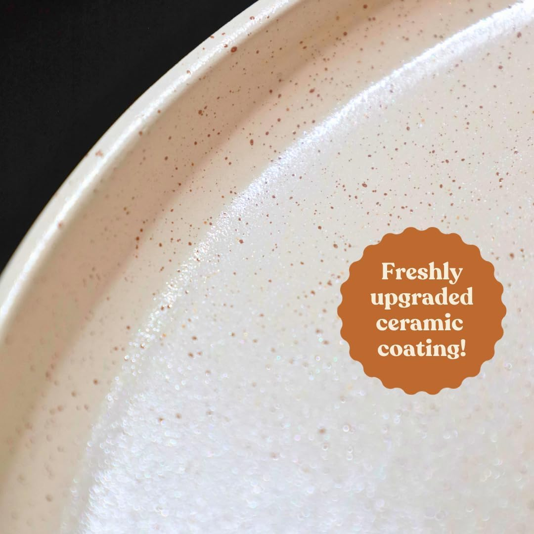 Ceramic Pancake Pan 25Cm Natural Ceramic Coating PFOA Free Dosa Pan Crepe & Omelette Pan Flat Skillet Tawa Griddle with Ergonomic Handle + Induction Compatible image number 5