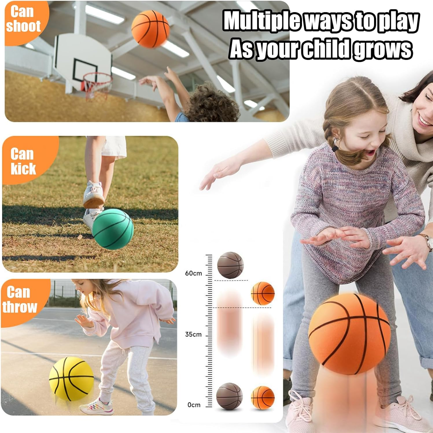 Sprstar Silent Basketball,Dribble Dream Silent Basketball,Si Lent Basket Ball Indoor Use,Foam Basket-Ball Indoor Training Ball for Various In-Door Activities for Quiet Dribbling(No. 7,9.4 In) image number 1