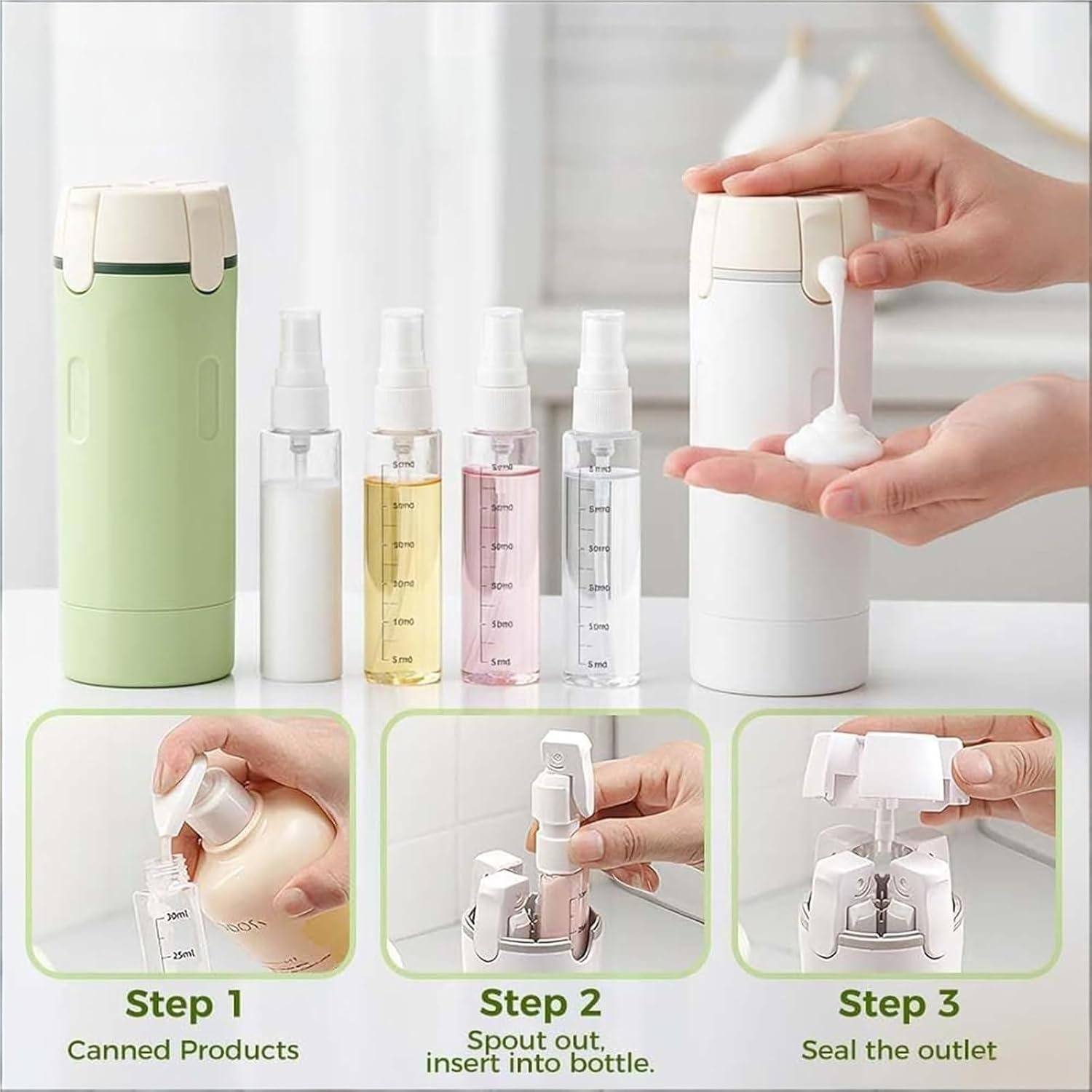 4-In-1 Travel Dispenser Bottle for Toiletries Portable Leak Proof (4Pack 30ML Transparent) - Silicone Squeeze - Travel&Camping&Business Trip(2Pcs) - 2Pcs image number 4