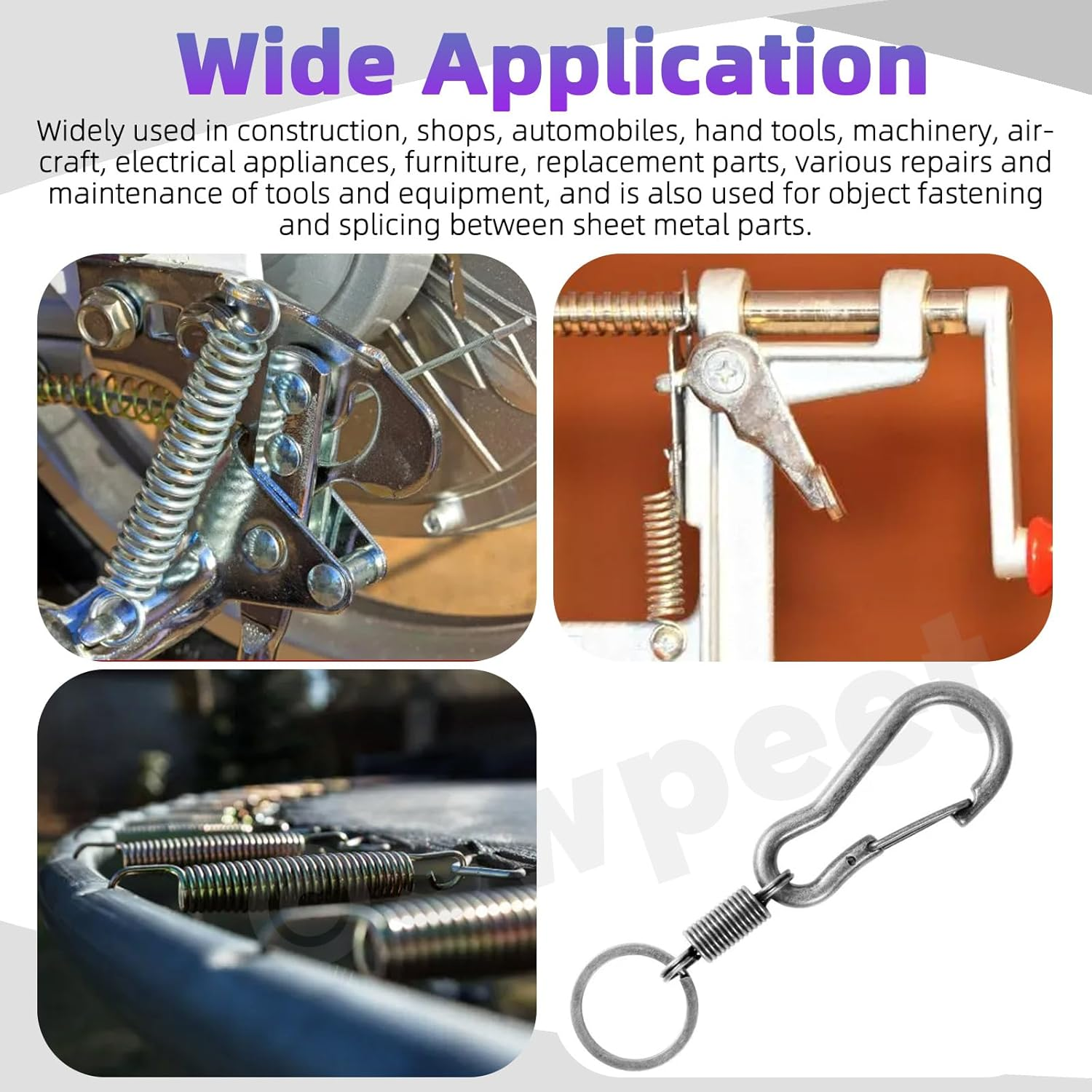 Swpeet 96Pcs 15 Different Sizes Stainless Steel Extension Spring with a Dual Hook Assortment Kit, Mechanical Extension Springs Small Spring for Home Repairs image number 5